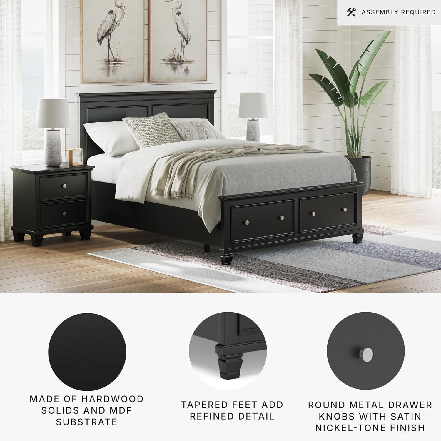 imageSignature Design by Ashley Lanolee Farmhouse Panel Storage Bed Foundation or Box Spring Not Needed King BlackBlack