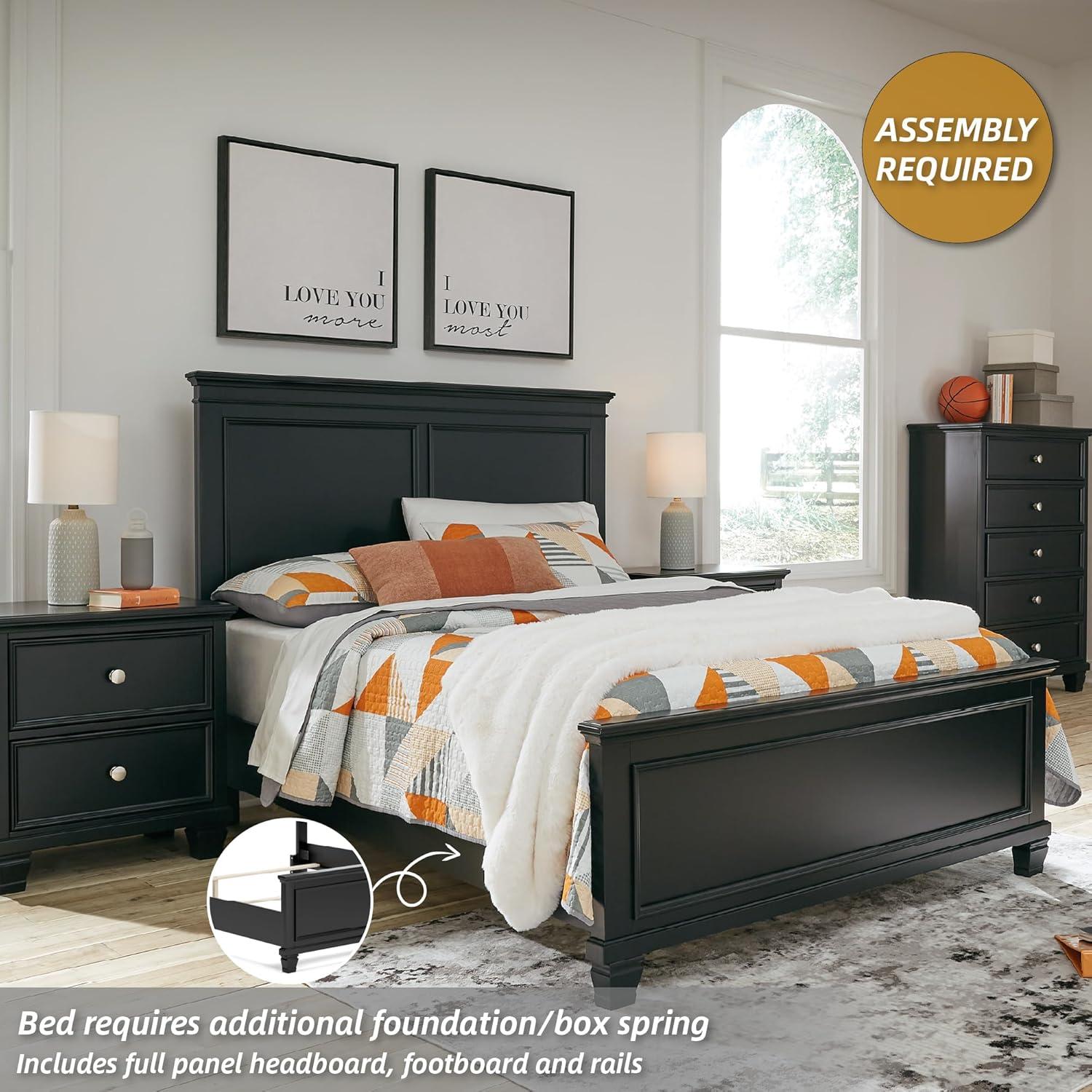 imageSignature Design by Ashley Lanolee Farmhouse Panel Storage Bed Foundation or Box Spring Not Needed King BlackBlack