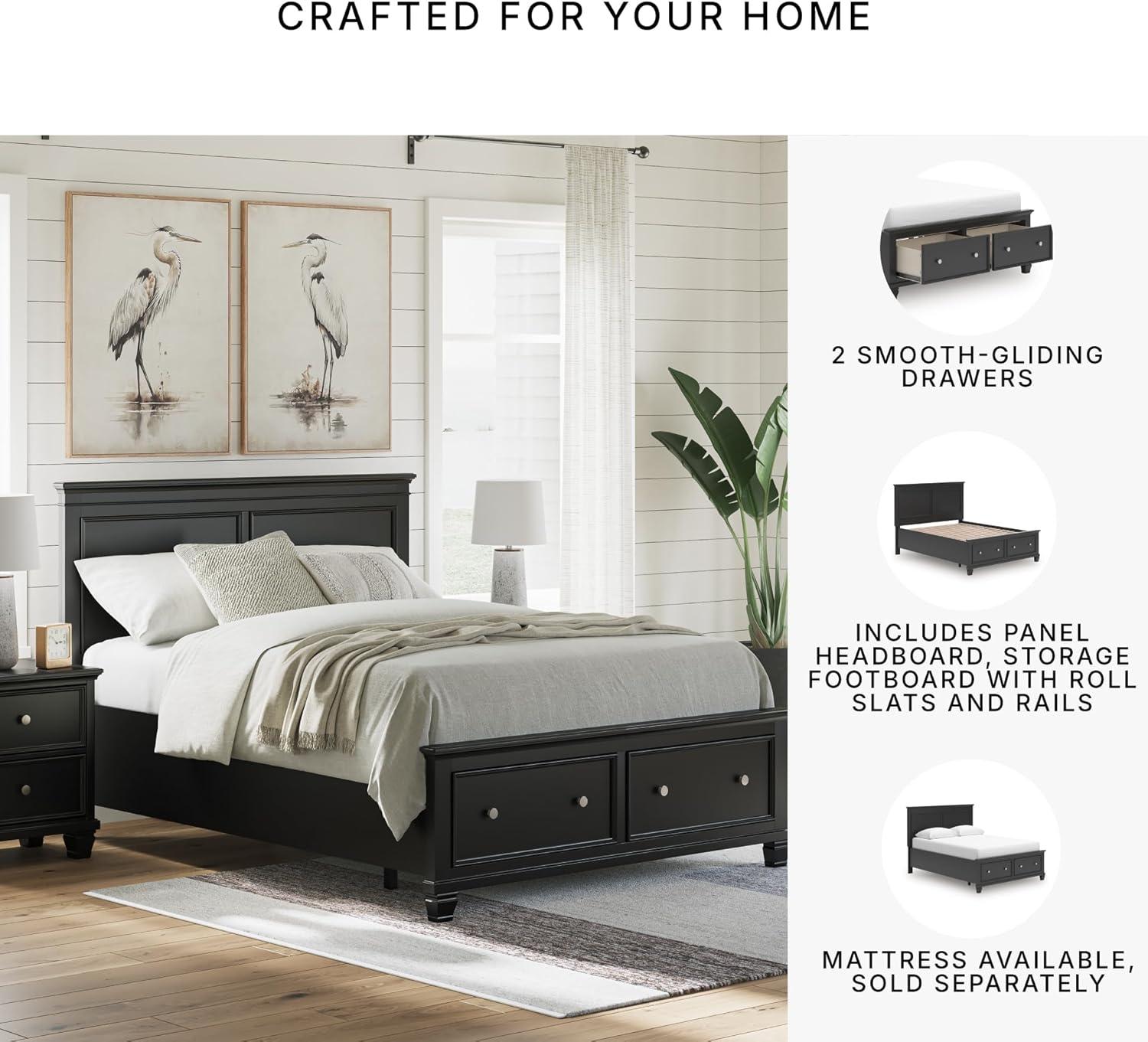 imageSignature Design by Ashley Lanolee Farmhouse Panel Storage Bed Foundation or Box Spring Not Needed King BlackBlack