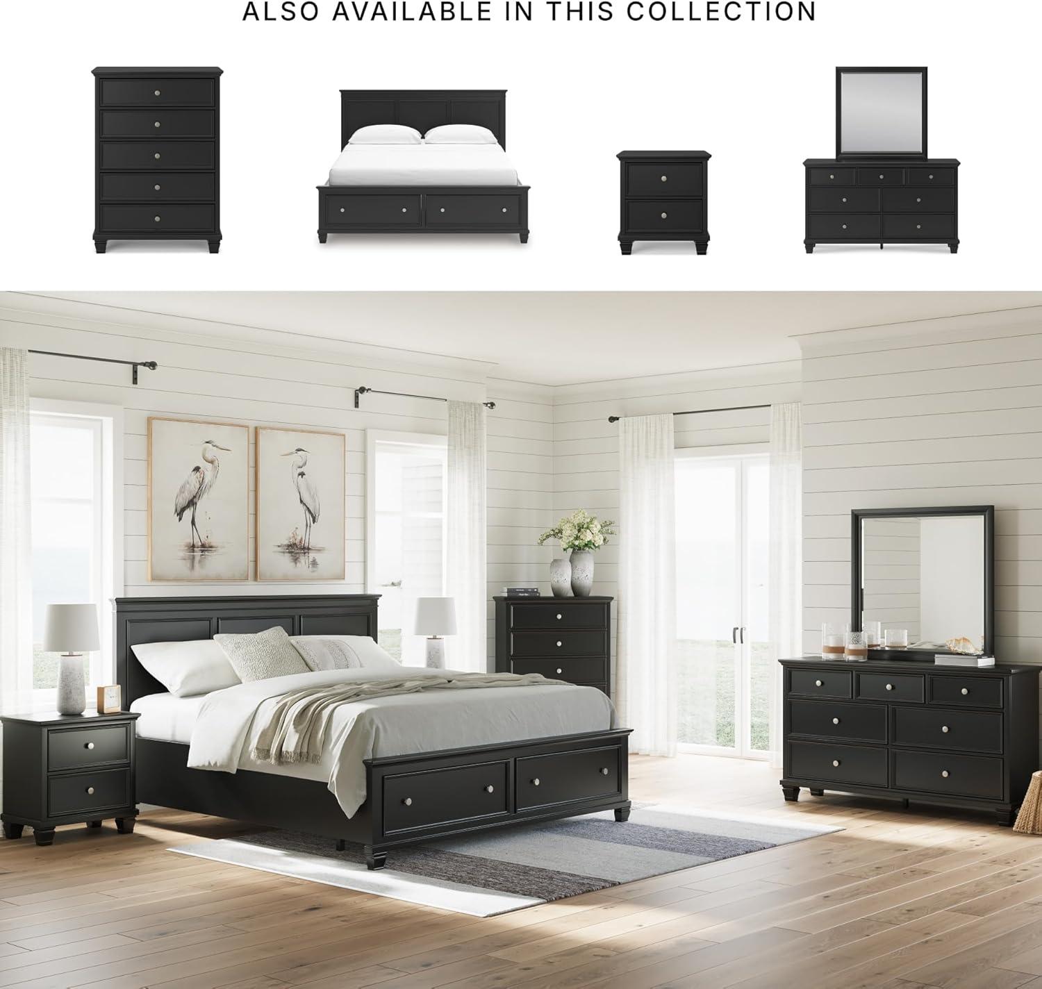 imageSignature Design by Ashley Lanolee Farmhouse Panel Storage Bed Foundation or Box Spring Not Needed King BlackBlack