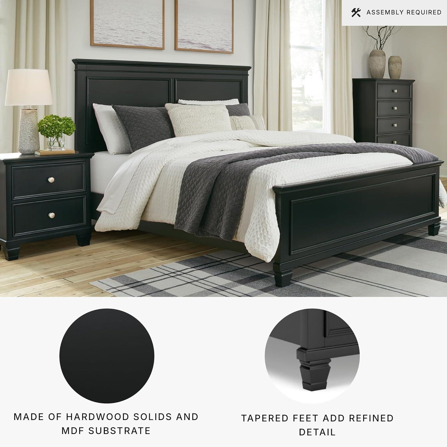 imageSignature Design by Ashley Lanolee Farmhouse Panel Storage Bed Foundation or Box Spring Not Needed King BlackBlack