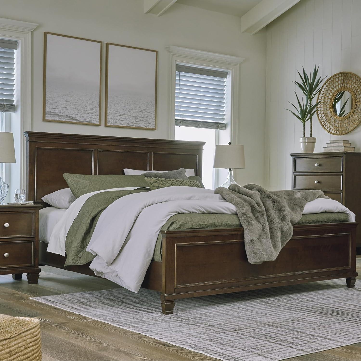 imageSignature Design by Ashley Lanolee Farmhouse Panel Storage Bed Foundation or Box Spring Not Needed King BlackBrown