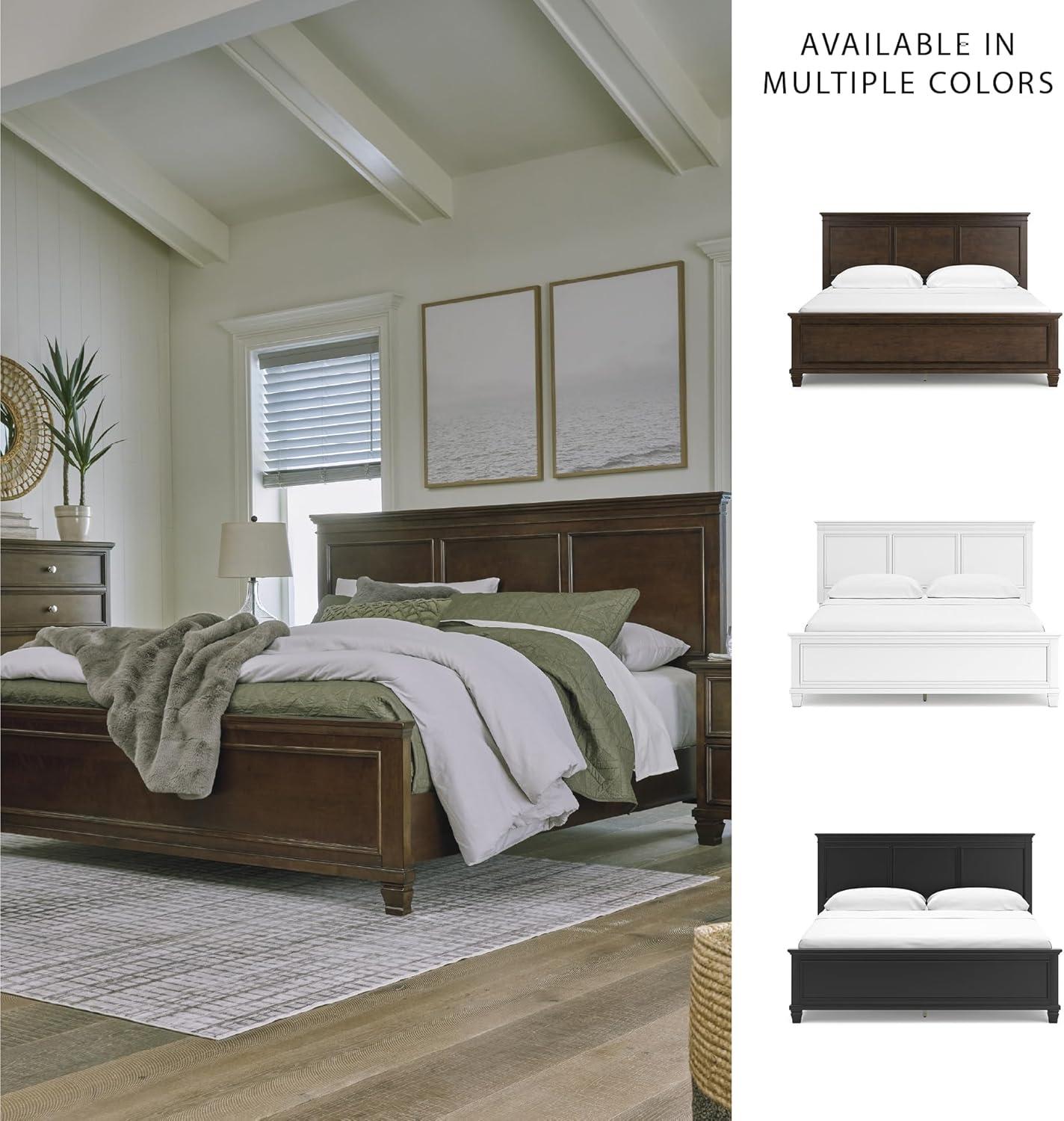 imageSignature Design by Ashley Lanolee Farmhouse Panel Storage Bed Foundation or Box Spring Not Needed King BlackBrown