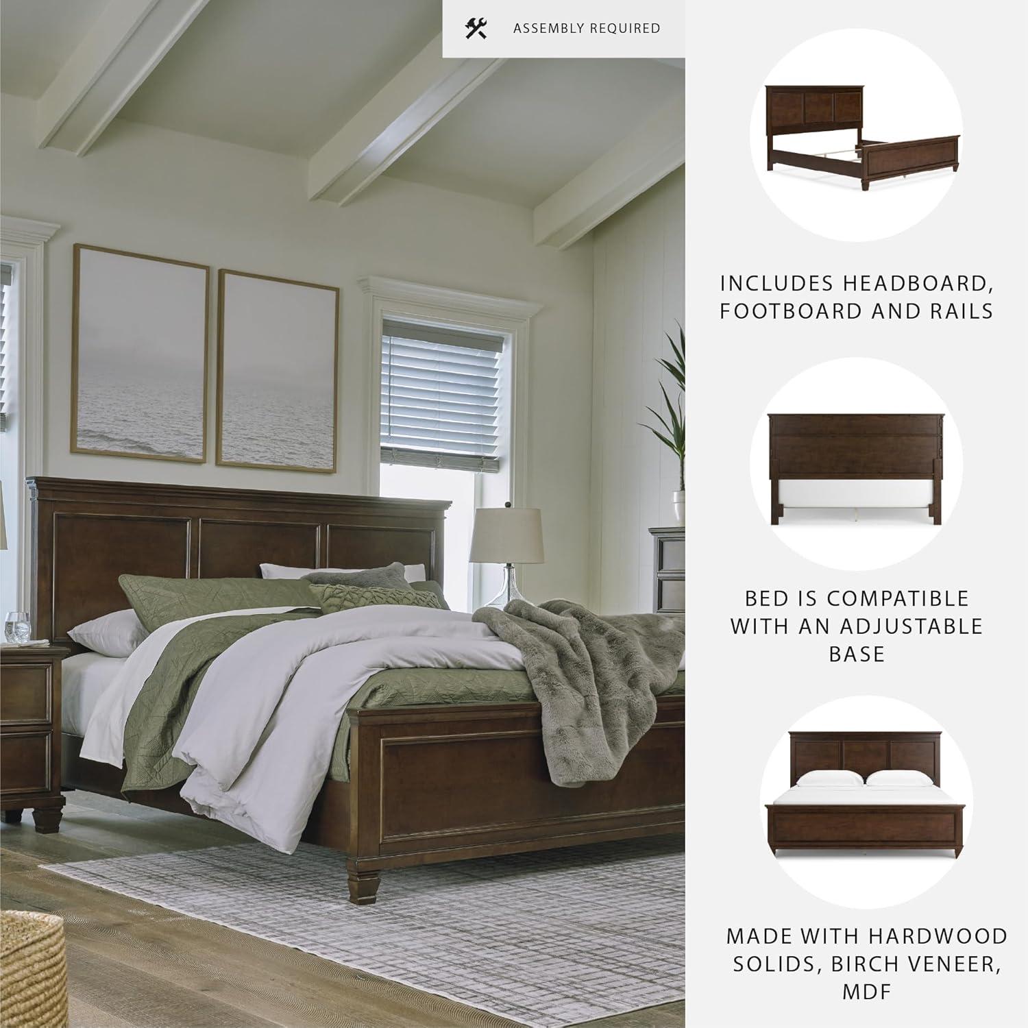 imageSignature Design by Ashley Lanolee Farmhouse Panel Storage Bed Foundation or Box Spring Not Needed King BlackBrown