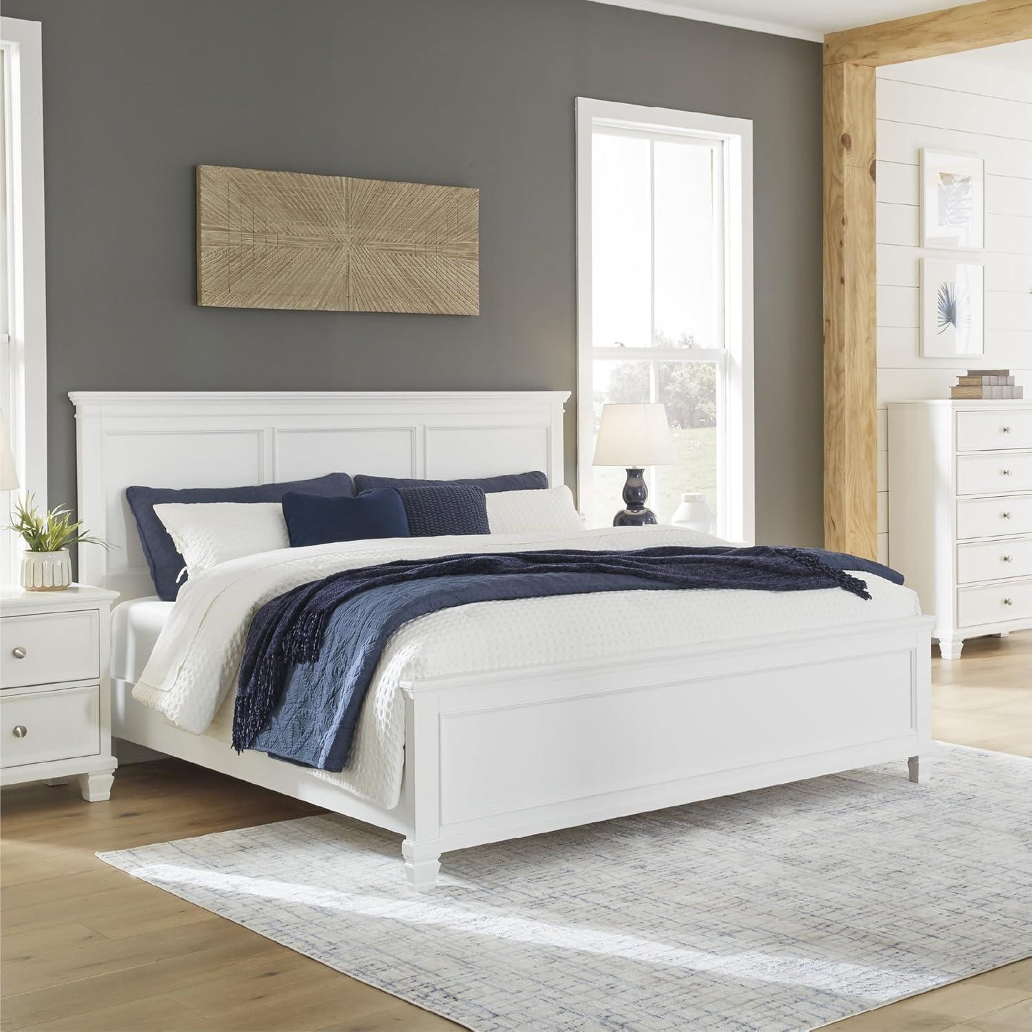 imageSignature Design by Ashley Lanolee Farmhouse Panel Storage Bed Foundation or Box Spring Not Needed King BlackWhite