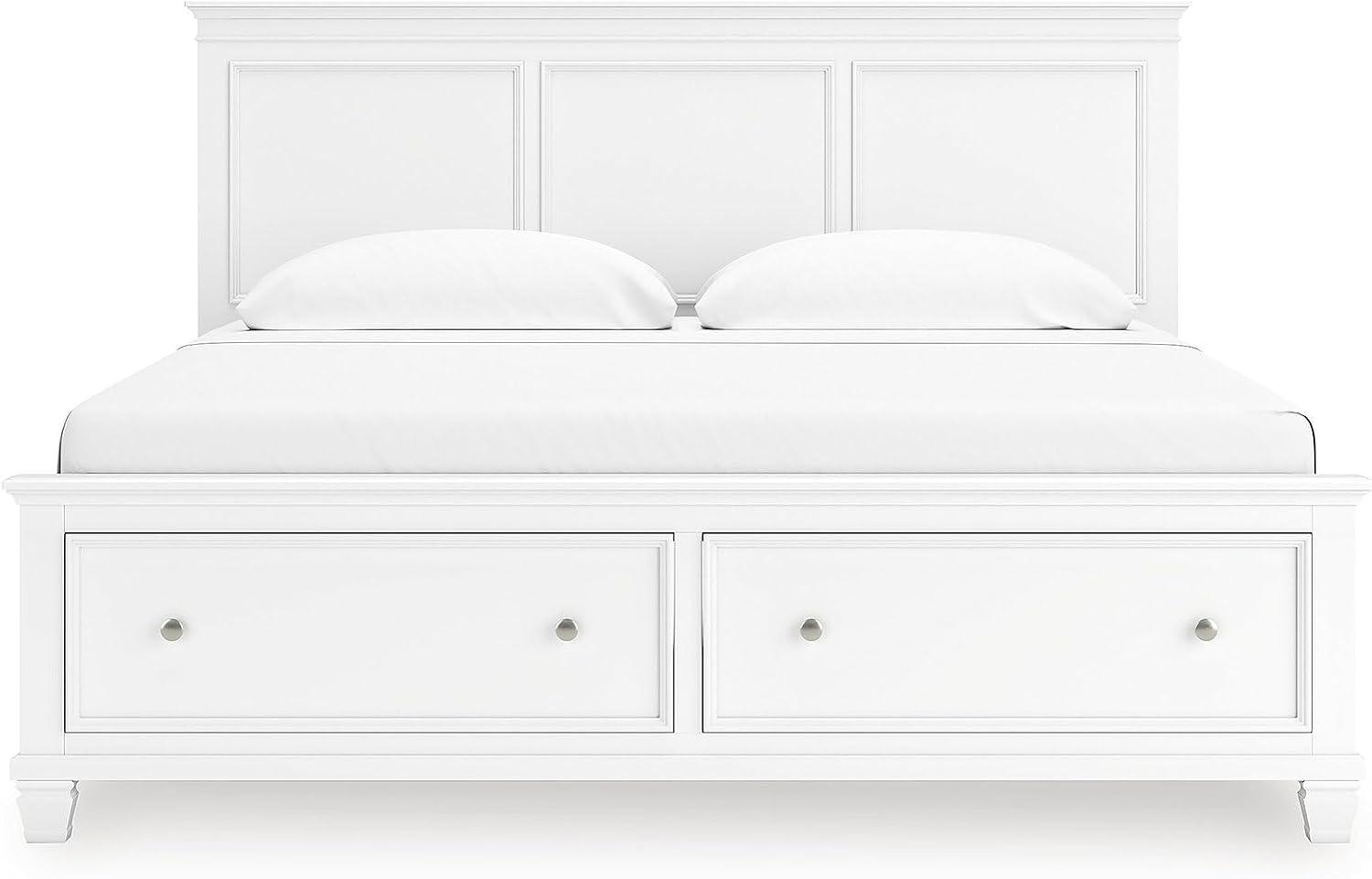 imageSignature Design by Ashley Lanolee Farmhouse Panel Storage Bed Foundation or Box Spring Not Needed King BlackWhite