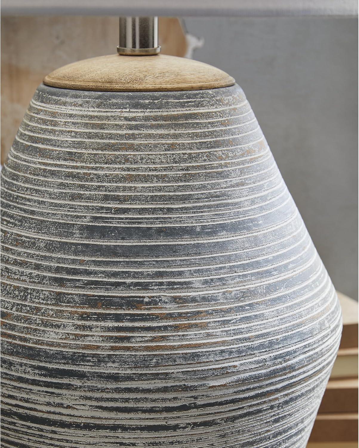 imageSignature Design by Ashley Lawrock Farmhouse Table Lamp with 3Way Switch and Empire Shade Blue