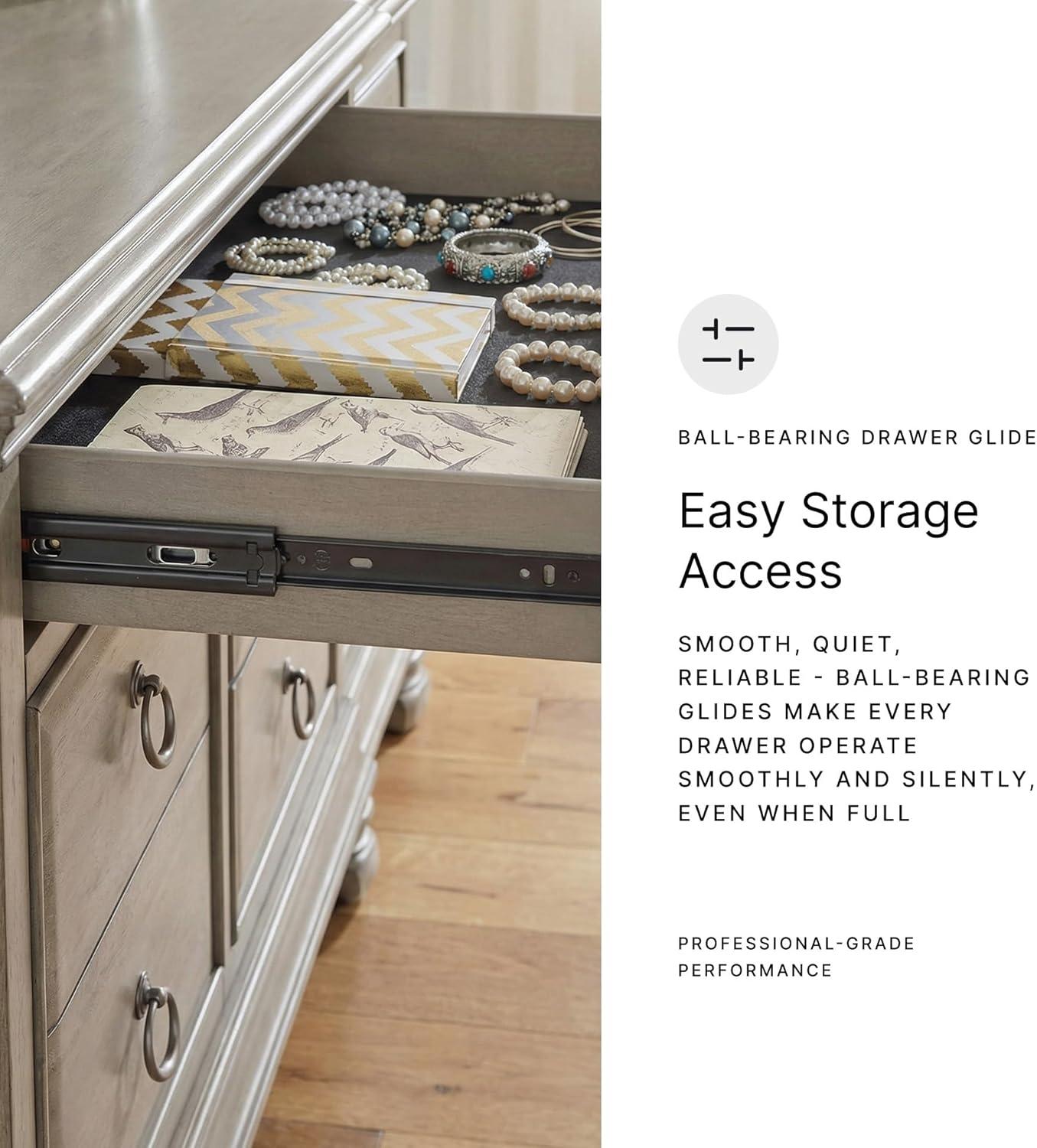 imageSignature Design by Ashley Lexorne Traditional King Sleigh Bed Foundation or Box Spring Needed Light Gray7 Drawer Dresser