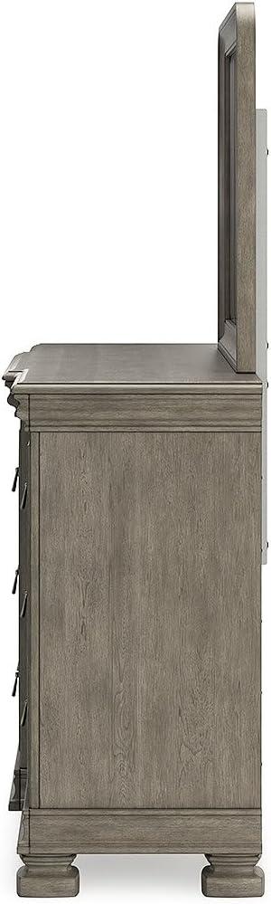 imageSignature Design by Ashley Lexorne Traditional King Sleigh Bed Foundation or Box Spring Needed Light GrayDresser and Mirror