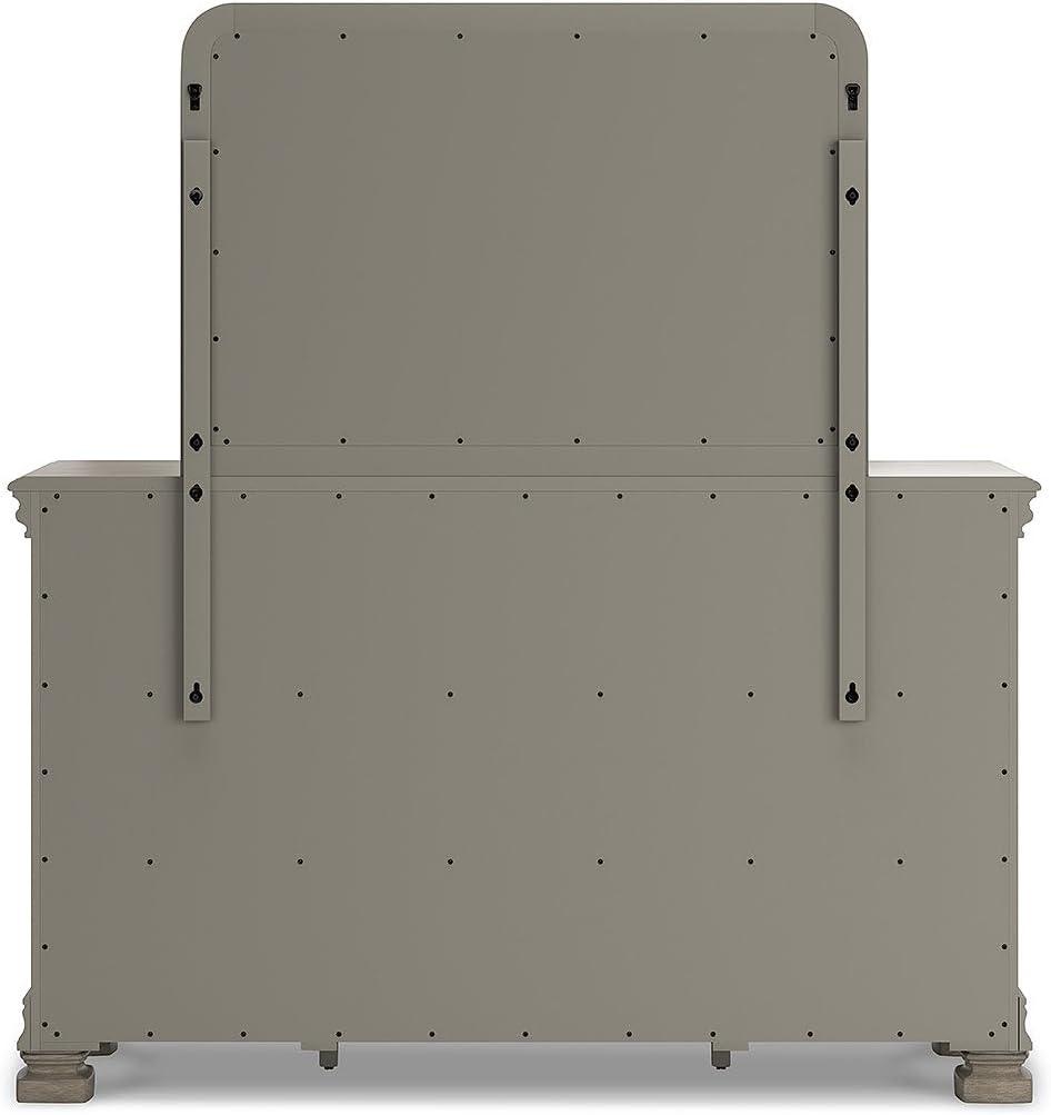 imageSignature Design by Ashley Lexorne Traditional King Sleigh Bed Foundation or Box Spring Needed Light GrayDresser and Mirror