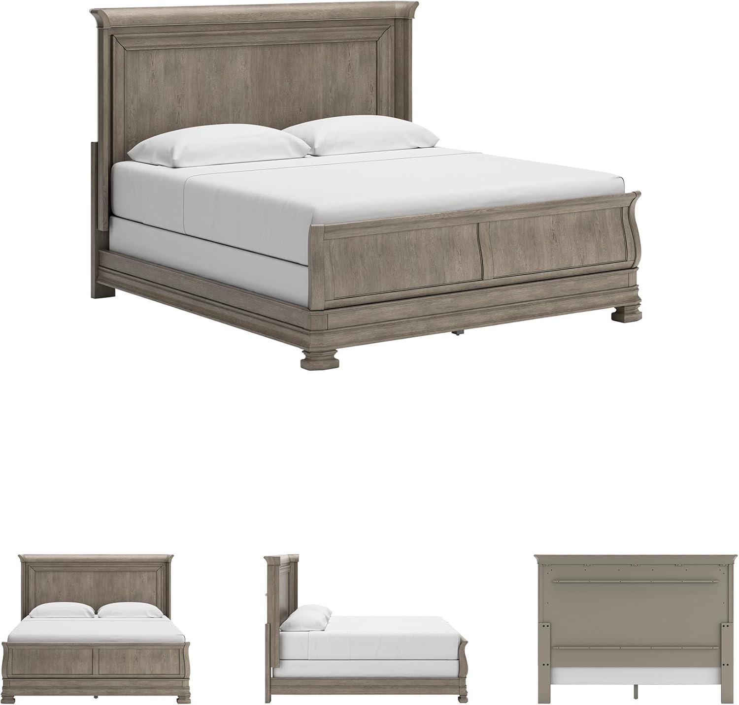 imageSignature Design by Ashley Lexorne Traditional King Sleigh Bed Foundation or Box Spring Needed Light GrayKing Sleigh Bed