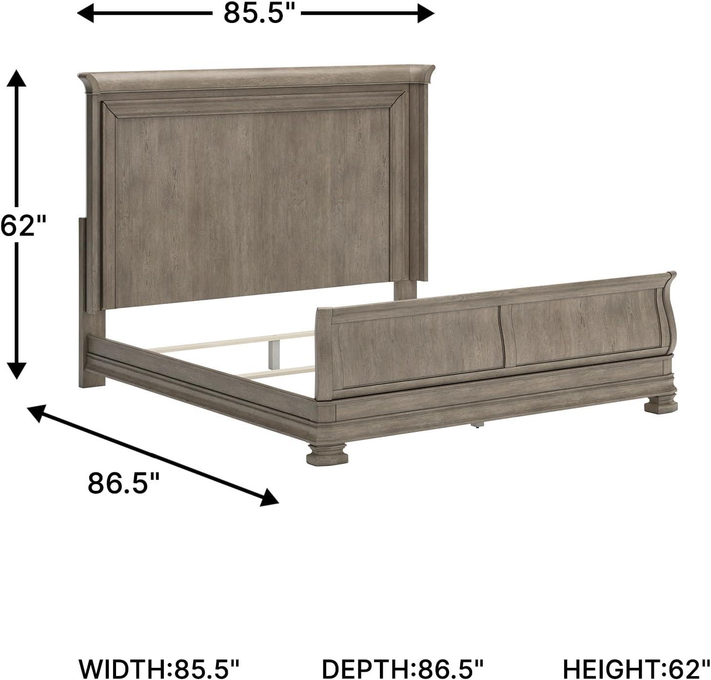 imageSignature Design by Ashley Lexorne Traditional King Sleigh Bed Foundation or Box Spring Needed Light GrayKing Sleigh Bed