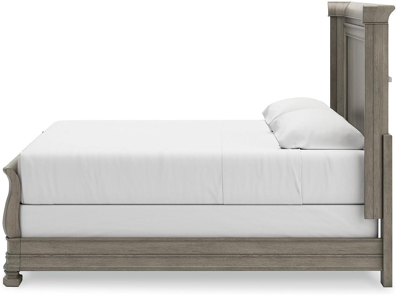imageSignature Design by Ashley Lexorne Traditional King Sleigh Bed Foundation or Box Spring Needed Light GrayKing Sleigh Bed