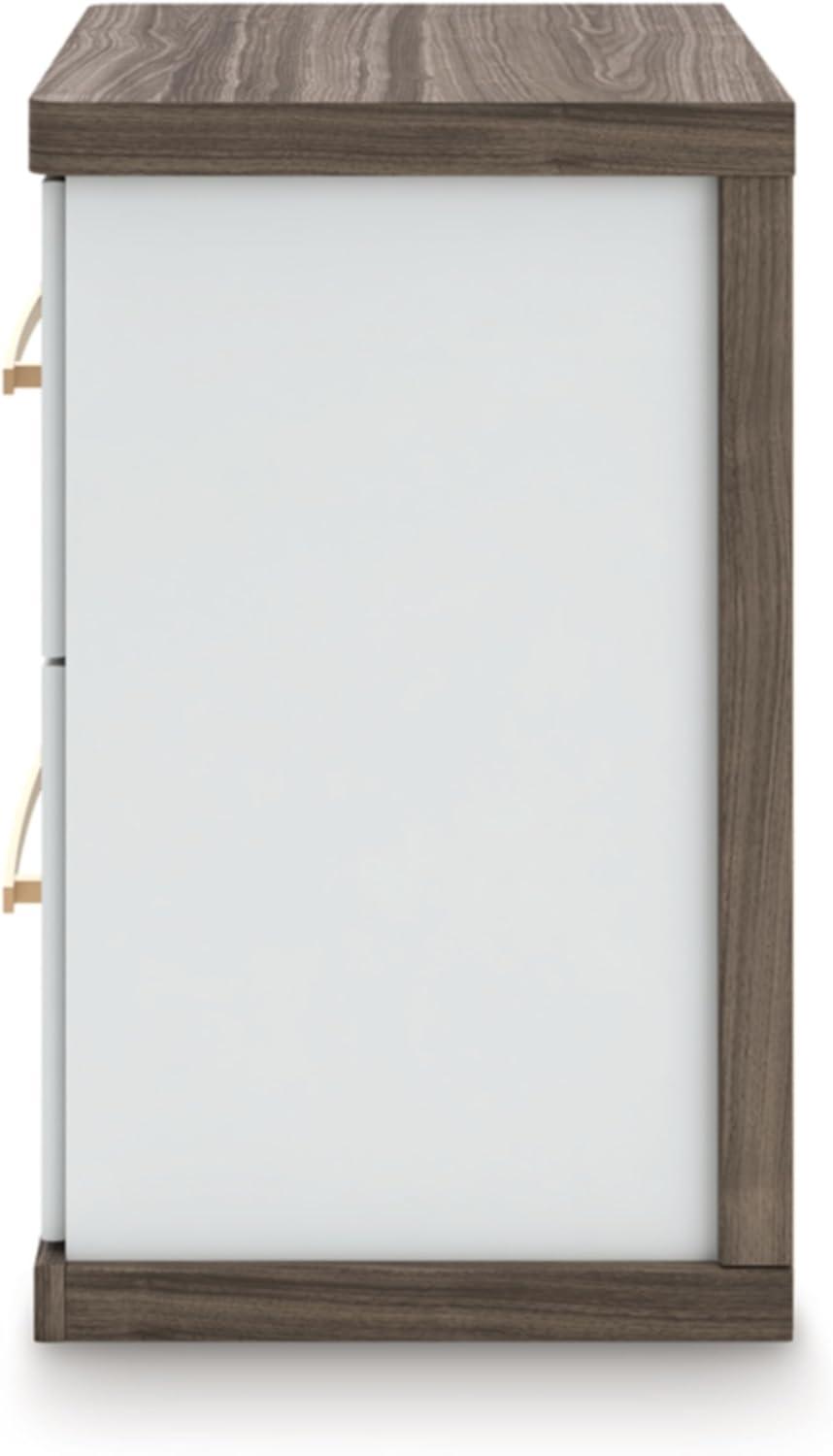 imageSignature Design by Ashley Mazilar Contemporary Nightstand with Two Drawers USB Charging Wood 2531 W x 1555 D x 2508 H Dark BrownMatte WhiteNightstand