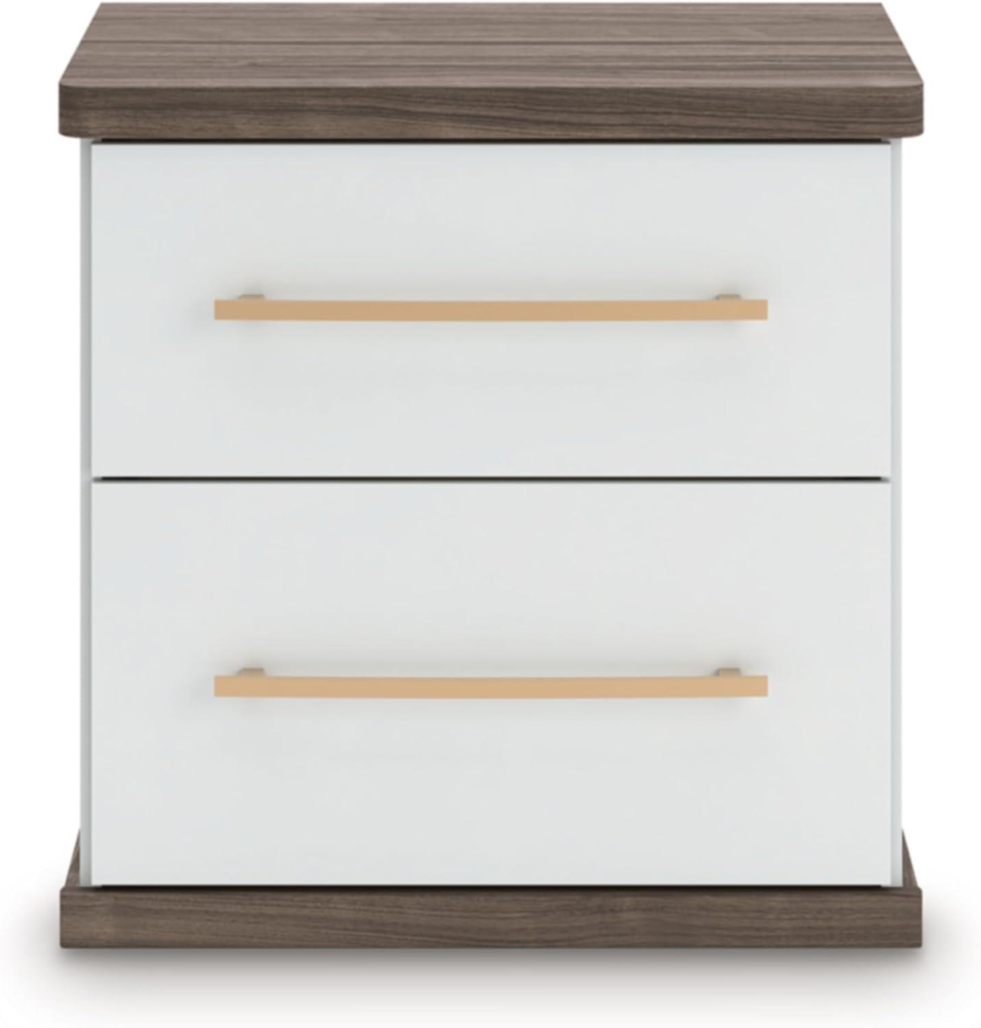 imageSignature Design by Ashley Mazilar Contemporary Nightstand with Two Drawers USB Charging Wood 2531 W x 1555 D x 2508 H Dark BrownMatte WhiteNightstand