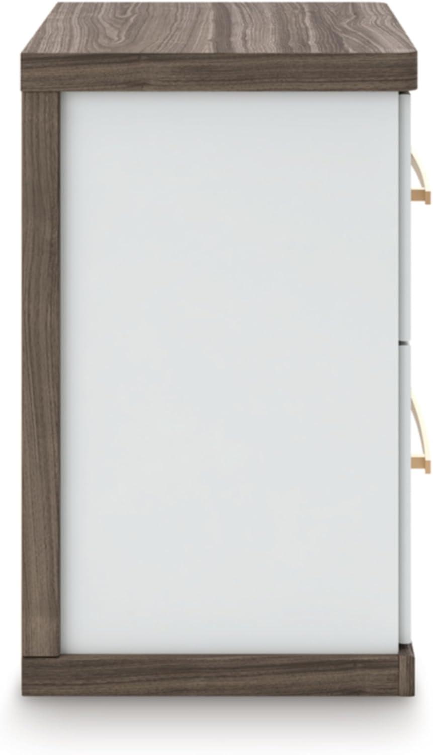 imageSignature Design by Ashley Mazilar Contemporary Nightstand with Two Drawers USB Charging Wood 2531 W x 1555 D x 2508 H Dark BrownMatte WhiteNightstand