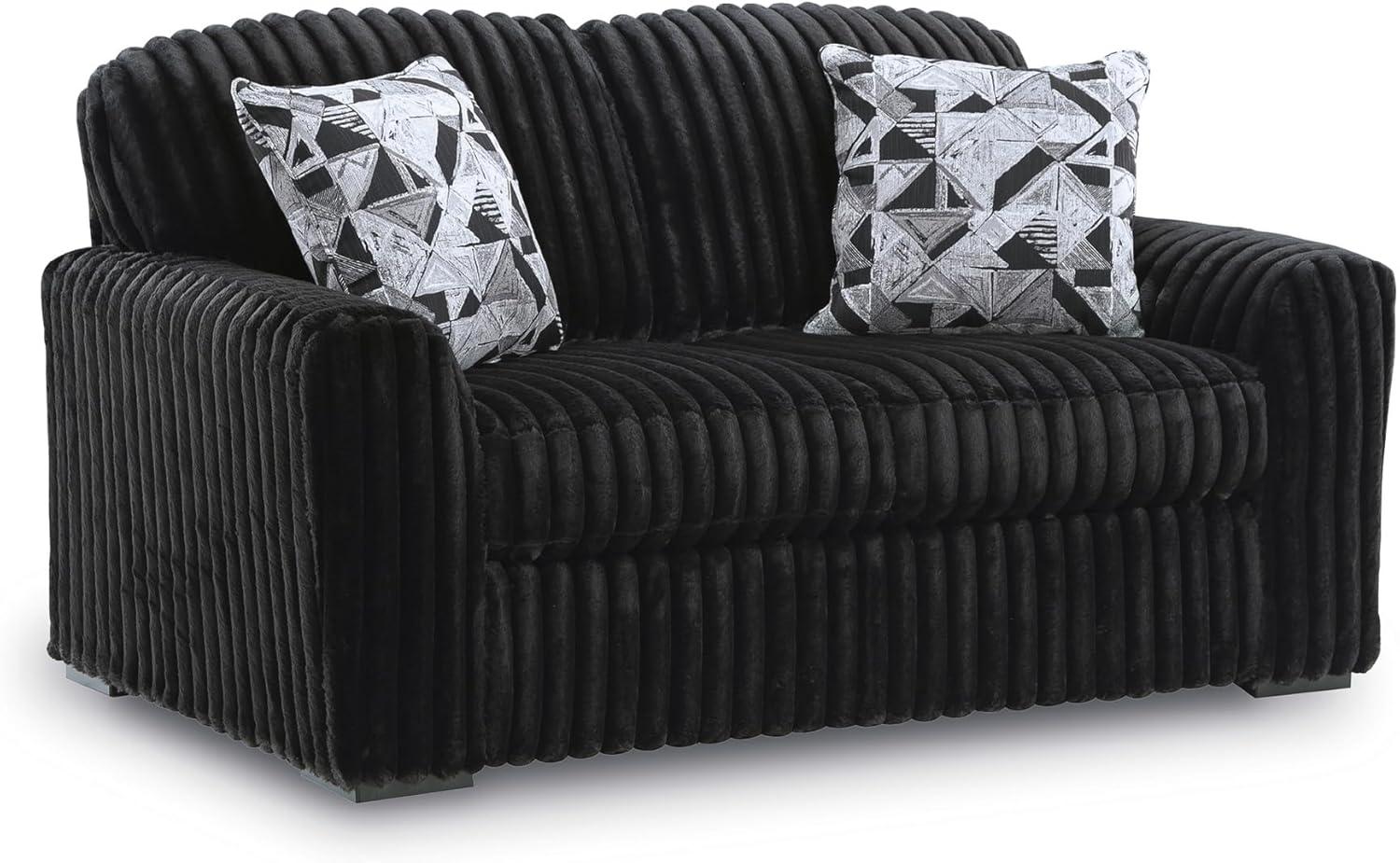 imageSignature Design by Ashley MidnightMadness Contemporary Symmetrical 2Piece Sectional with Reversible Seat Cushion Dark BrownBlack