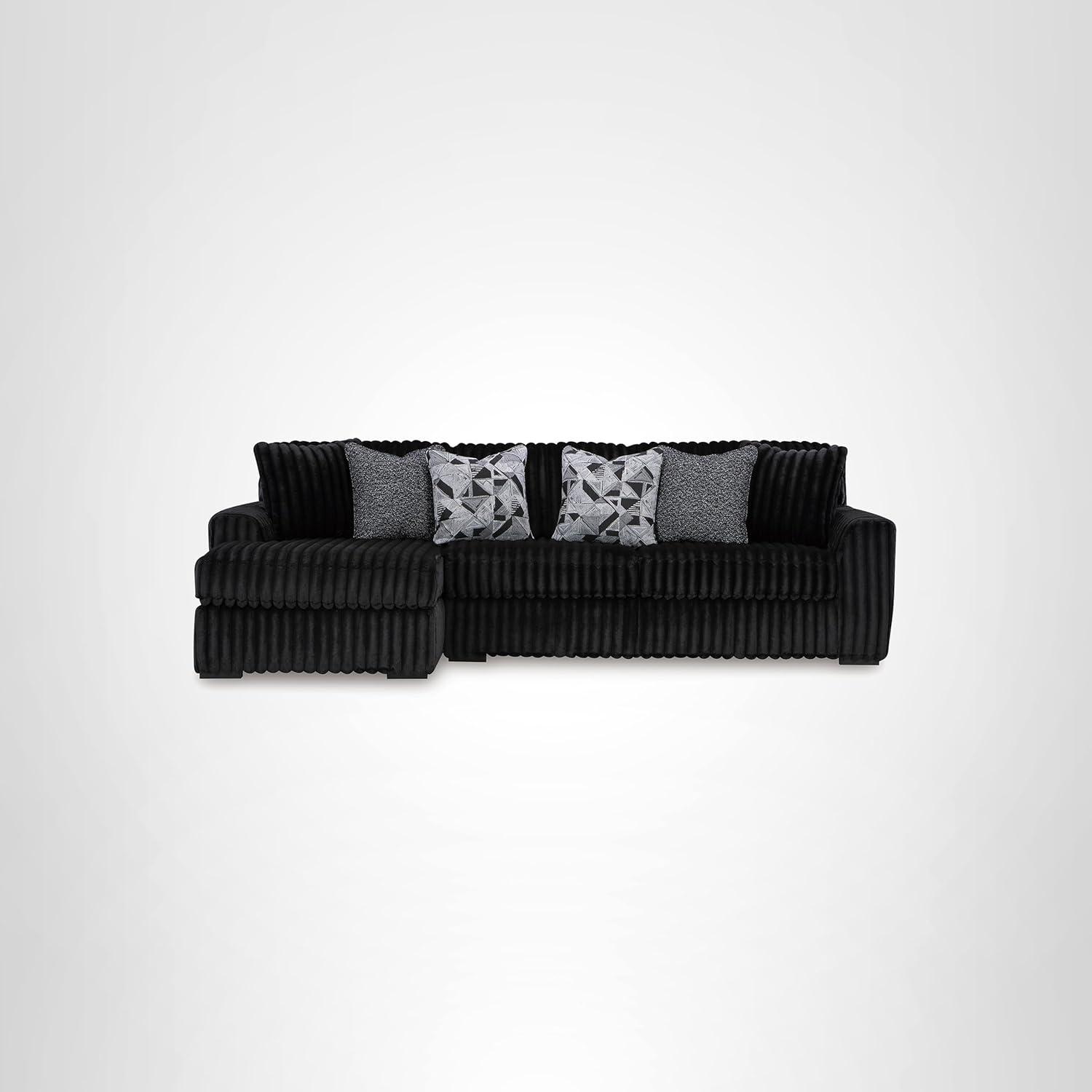 imageSignature Design by Ashley MidnightMadness Contemporary Symmetrical 2Piece Sectional with Reversible Seat Cushion Dark BrownBlack
