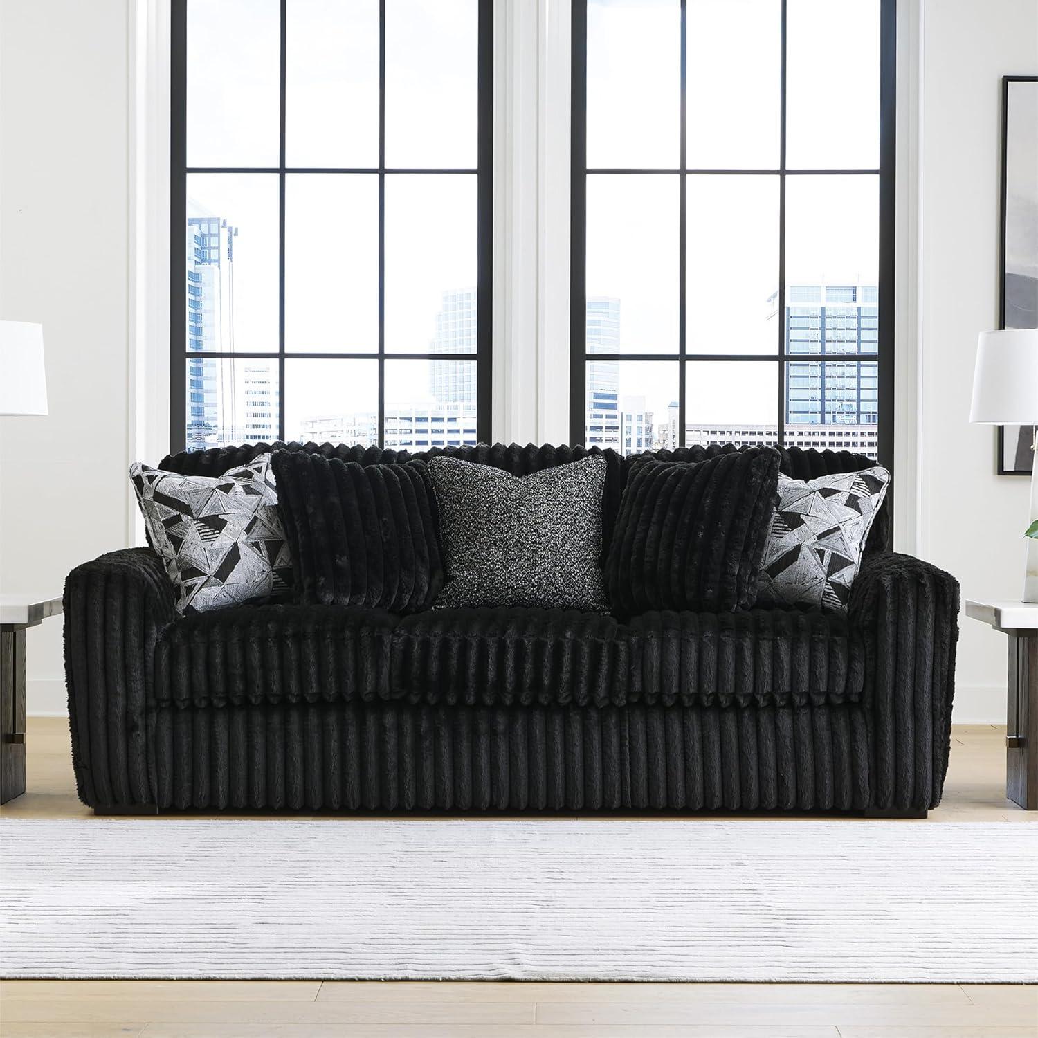 imageSignature Design by Ashley MidnightMadness Contemporary Symmetrical 2Piece Sectional with Reversible Seat Cushion Dark BrownBlack