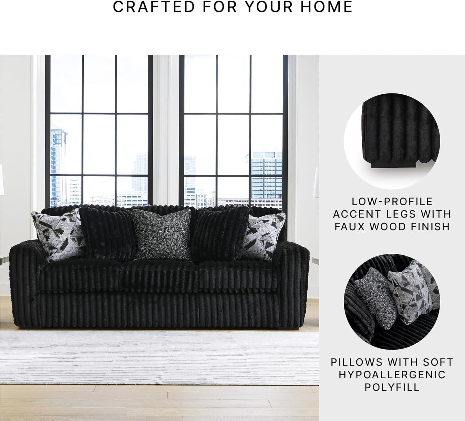 imageSignature Design by Ashley MidnightMadness Contemporary Symmetrical 2Piece Sectional with Reversible Seat Cushion Dark BrownBlack