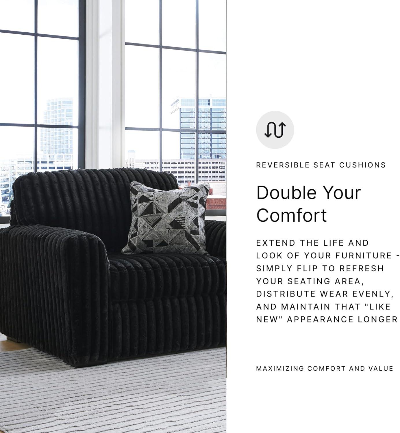 imageSignature Design by Ashley MidnightMadness Contemporary Symmetrical 2Piece Sectional with Reversible Seat Cushion Dark BrownBlack