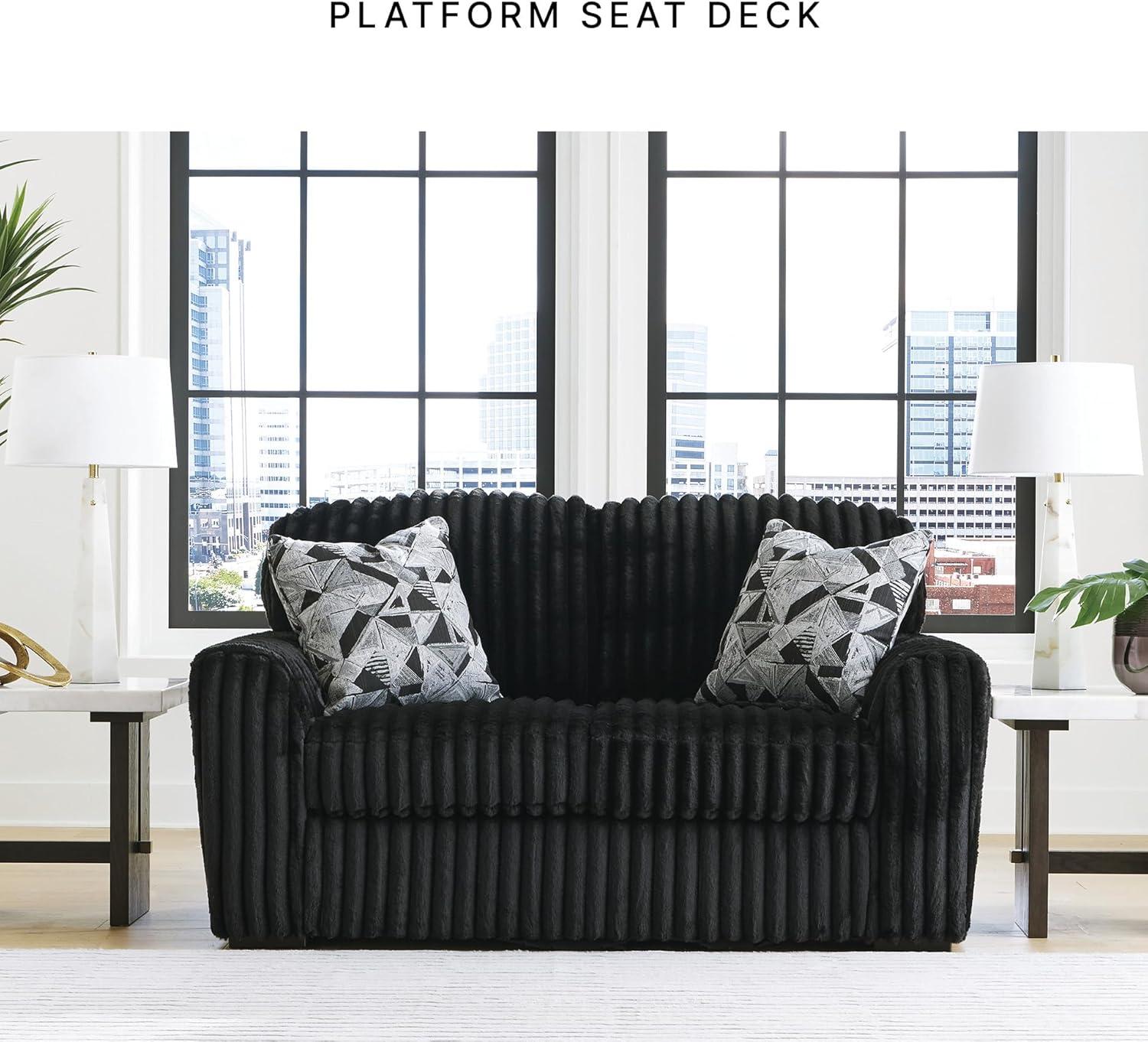 imageSignature Design by Ashley MidnightMadness Contemporary Symmetrical 2Piece Sectional with Reversible Seat Cushion Dark BrownBlack