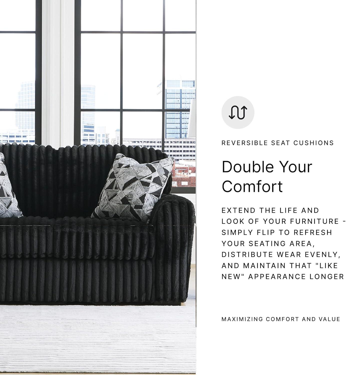 imageSignature Design by Ashley MidnightMadness Contemporary Symmetrical 2Piece Sectional with Reversible Seat Cushion Dark BrownBlack