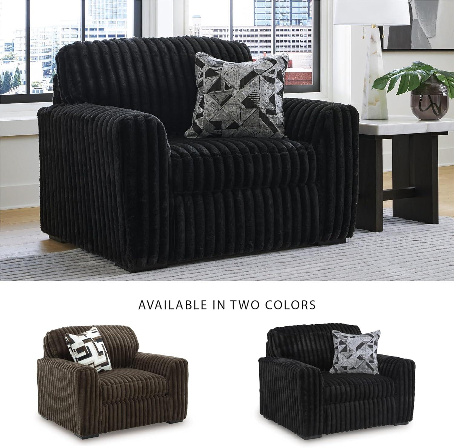 imageSignature Design by Ashley MidnightMadness Contemporary Symmetrical 2Piece Sectional with Reversible Seat Cushion Dark BrownBlack