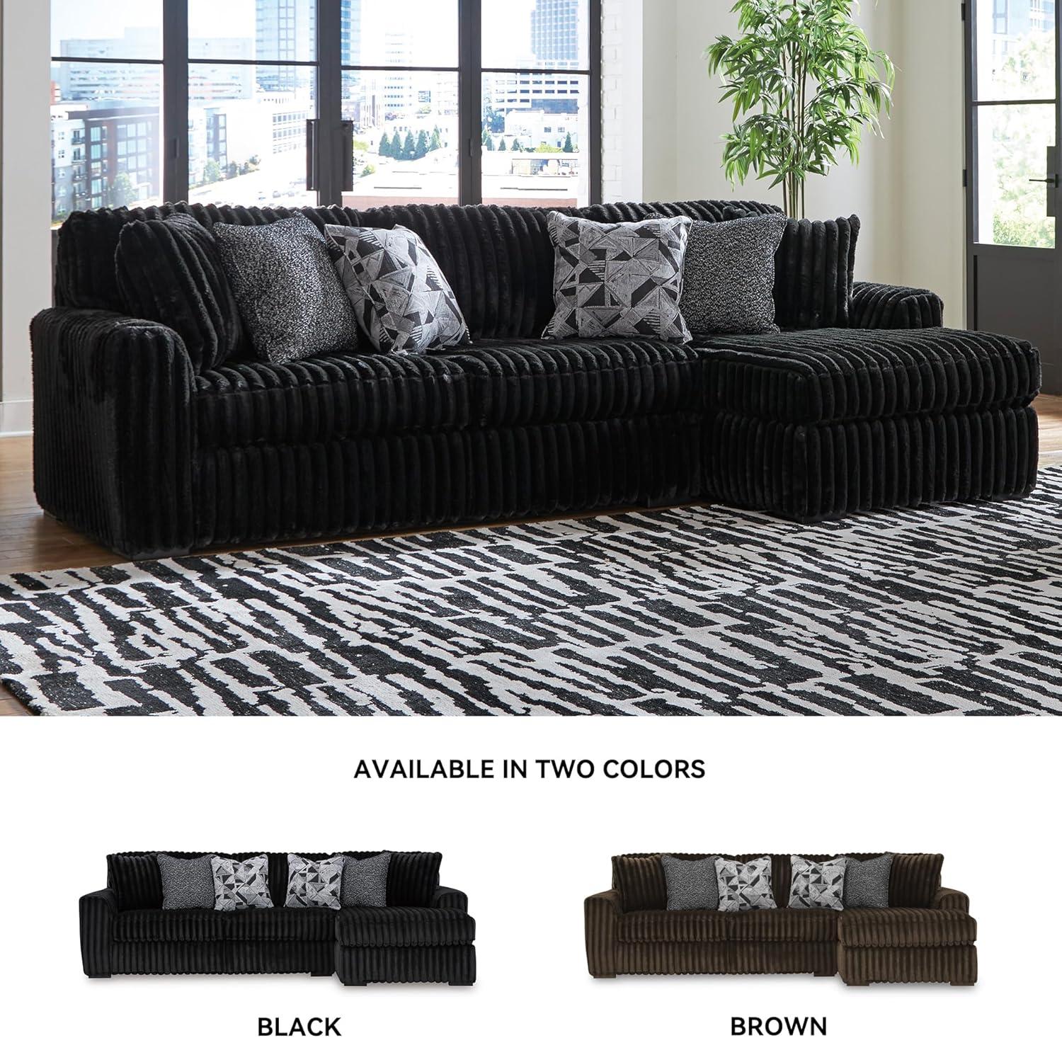 imageSignature Design by Ashley MidnightMadness Contemporary Symmetrical 2Piece Sectional with Reversible Seat Cushion Dark BrownBlack