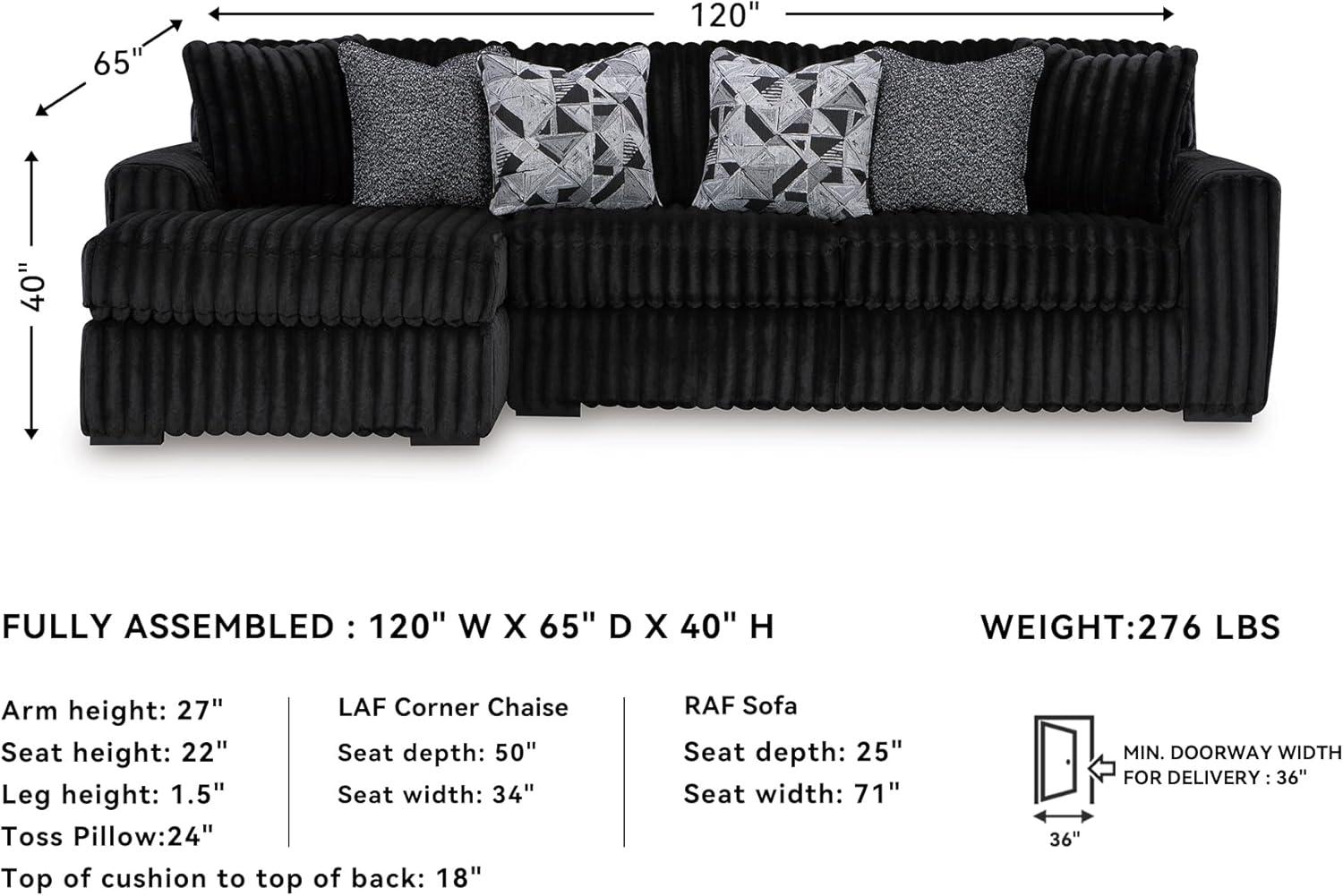 imageSignature Design by Ashley MidnightMadness Contemporary Symmetrical 2Piece Sectional with Reversible Seat Cushion Dark BrownBlack