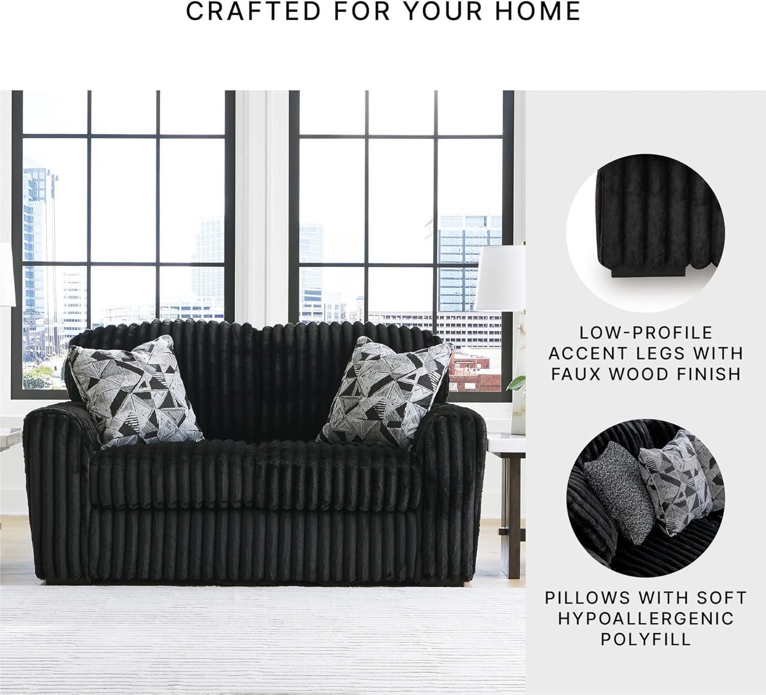 imageSignature Design by Ashley MidnightMadness Contemporary Symmetrical 2Piece Sectional with Reversible Seat Cushion Dark BrownBlack