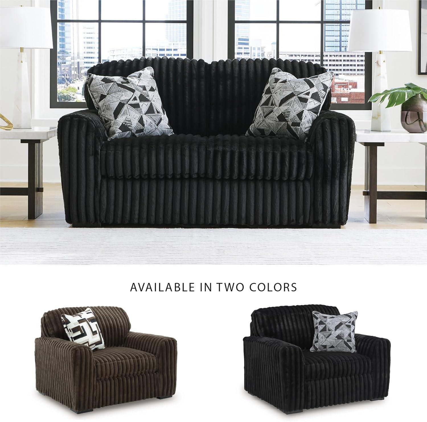 imageSignature Design by Ashley MidnightMadness Contemporary Symmetrical 2Piece Sectional with Reversible Seat Cushion Dark BrownBlack