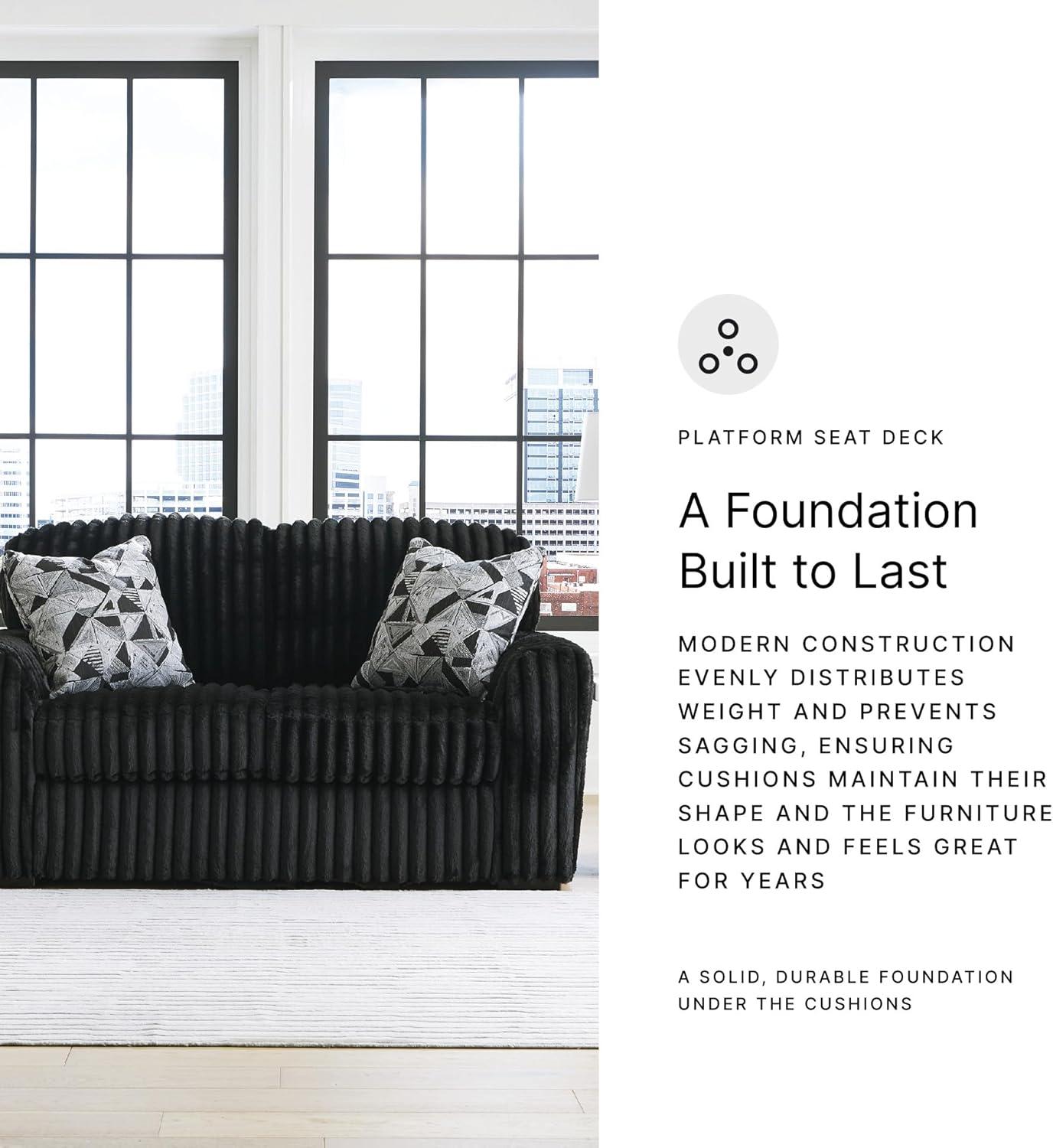 imageSignature Design by Ashley MidnightMadness Contemporary Symmetrical 2Piece Sectional with Reversible Seat Cushion Dark BrownBlack