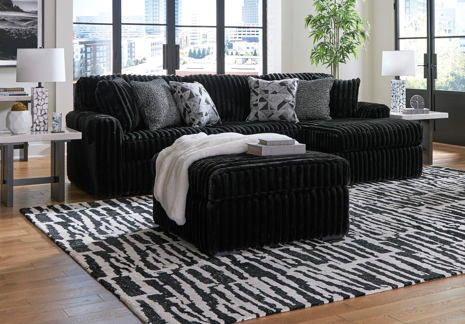 imageSignature Design by Ashley MidnightMadness Contemporary Symmetrical 2Piece Sectional with Reversible Seat Cushion Dark BrownBlack