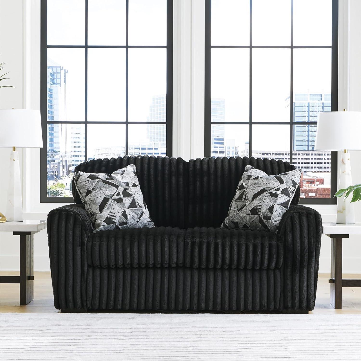 imageSignature Design by Ashley MidnightMadness Contemporary Symmetrical 2Piece Sectional with Reversible Seat Cushion Dark BrownBlack