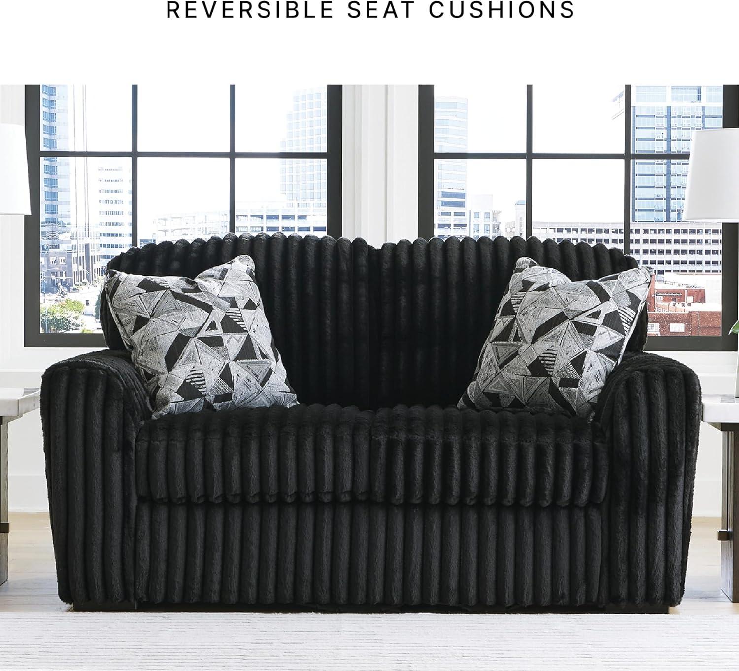 imageSignature Design by Ashley MidnightMadness Contemporary Symmetrical 2Piece Sectional with Reversible Seat Cushion Dark BrownBlack