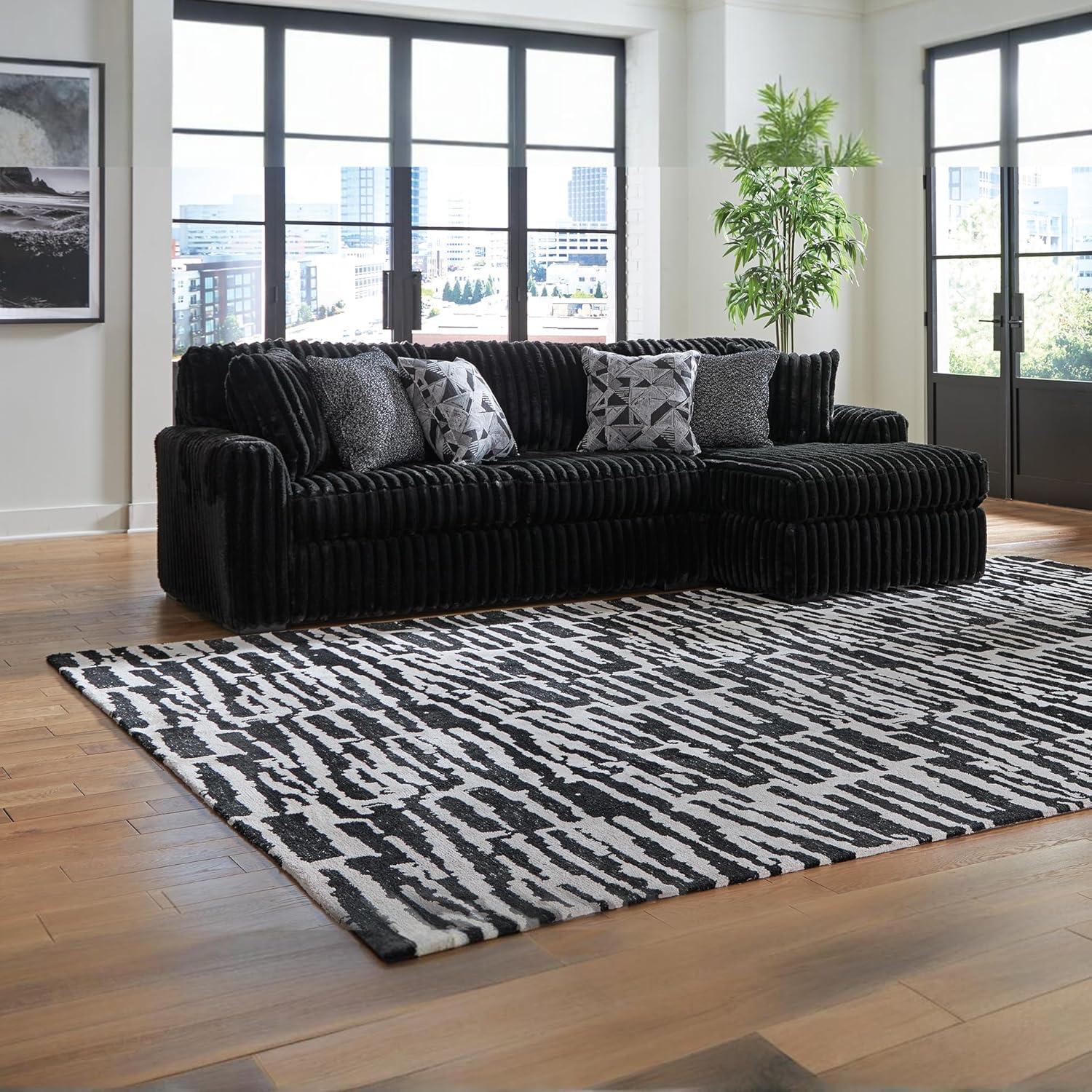 imageSignature Design by Ashley MidnightMadness Contemporary Symmetrical 2Piece Sectional with Reversible Seat Cushion Dark BrownBlack