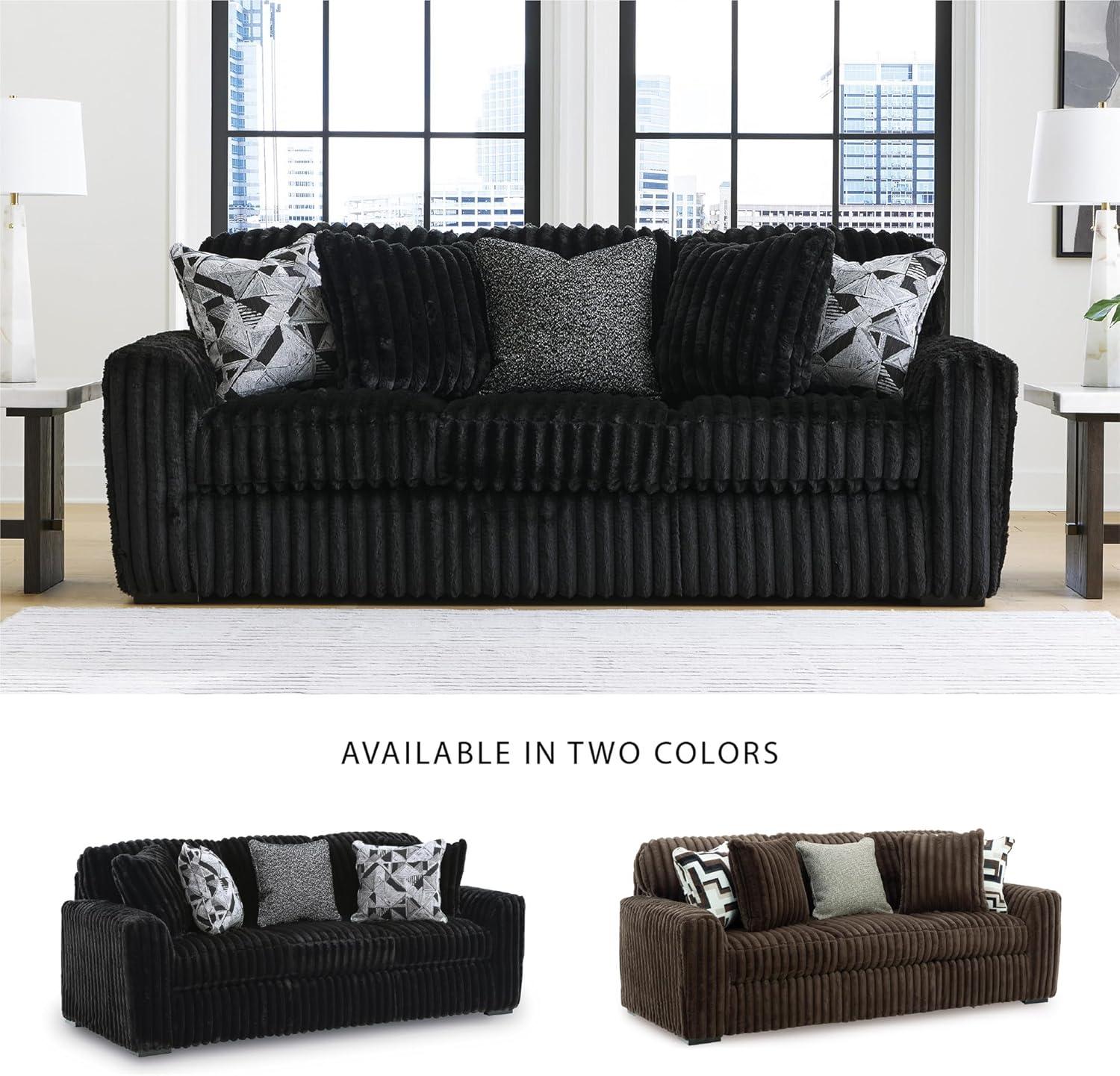 imageSignature Design by Ashley MidnightMadness Contemporary Symmetrical 2Piece Sectional with Reversible Seat Cushion Dark BrownBlack