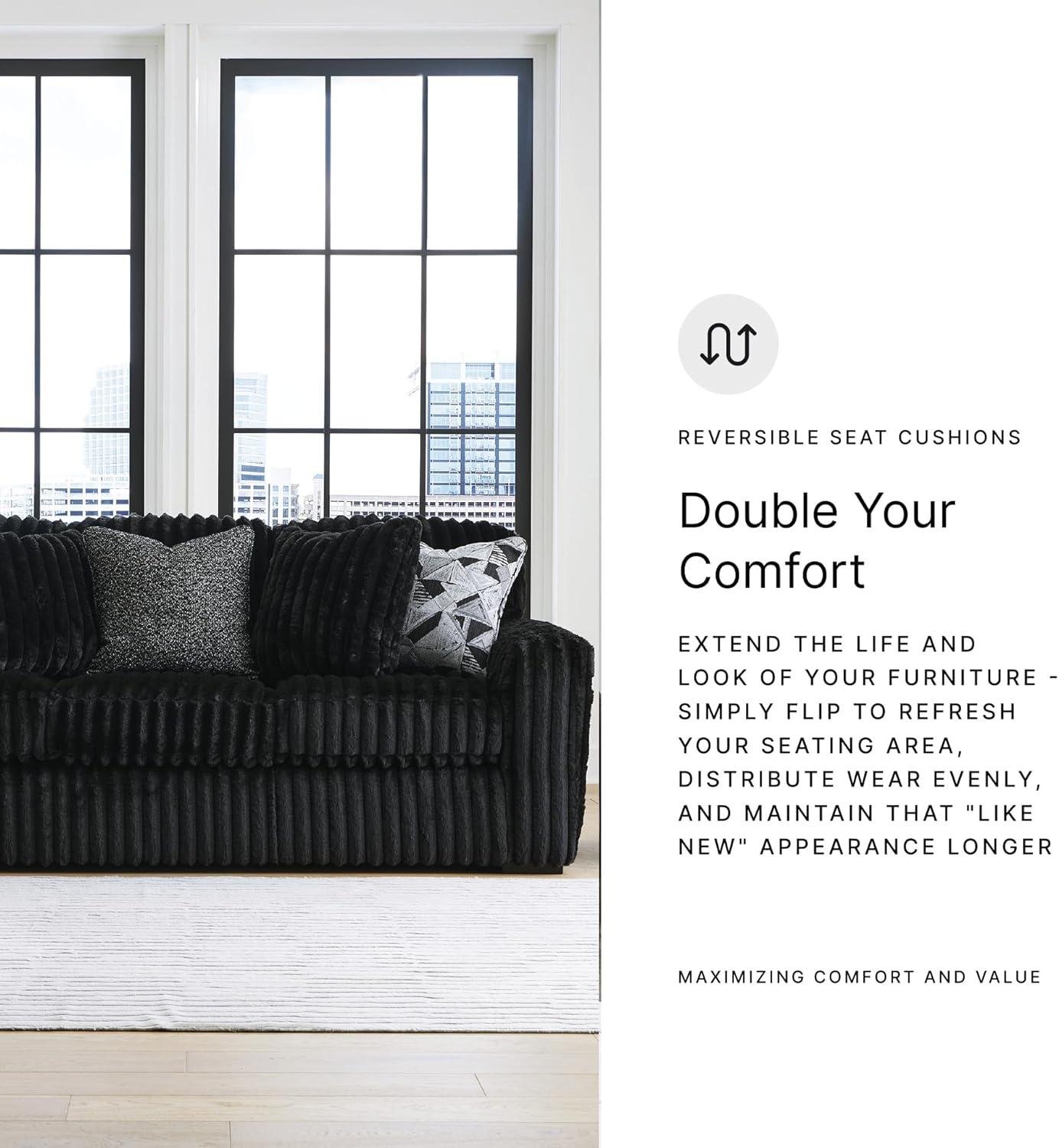 imageSignature Design by Ashley MidnightMadness Contemporary Symmetrical 2Piece Sectional with Reversible Seat Cushion Dark BrownBlack