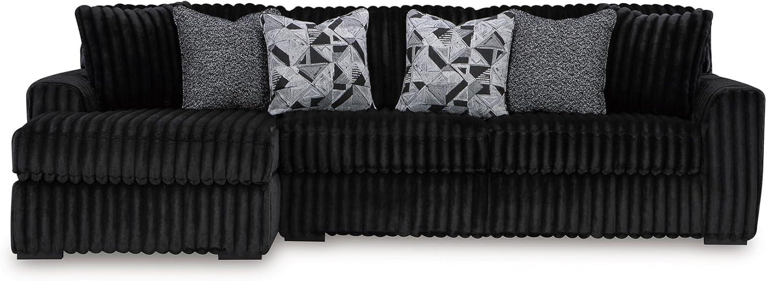 imageSignature Design by Ashley MidnightMadness Contemporary Symmetrical 2Piece Sectional with Reversible Seat Cushion Dark BrownBlack
