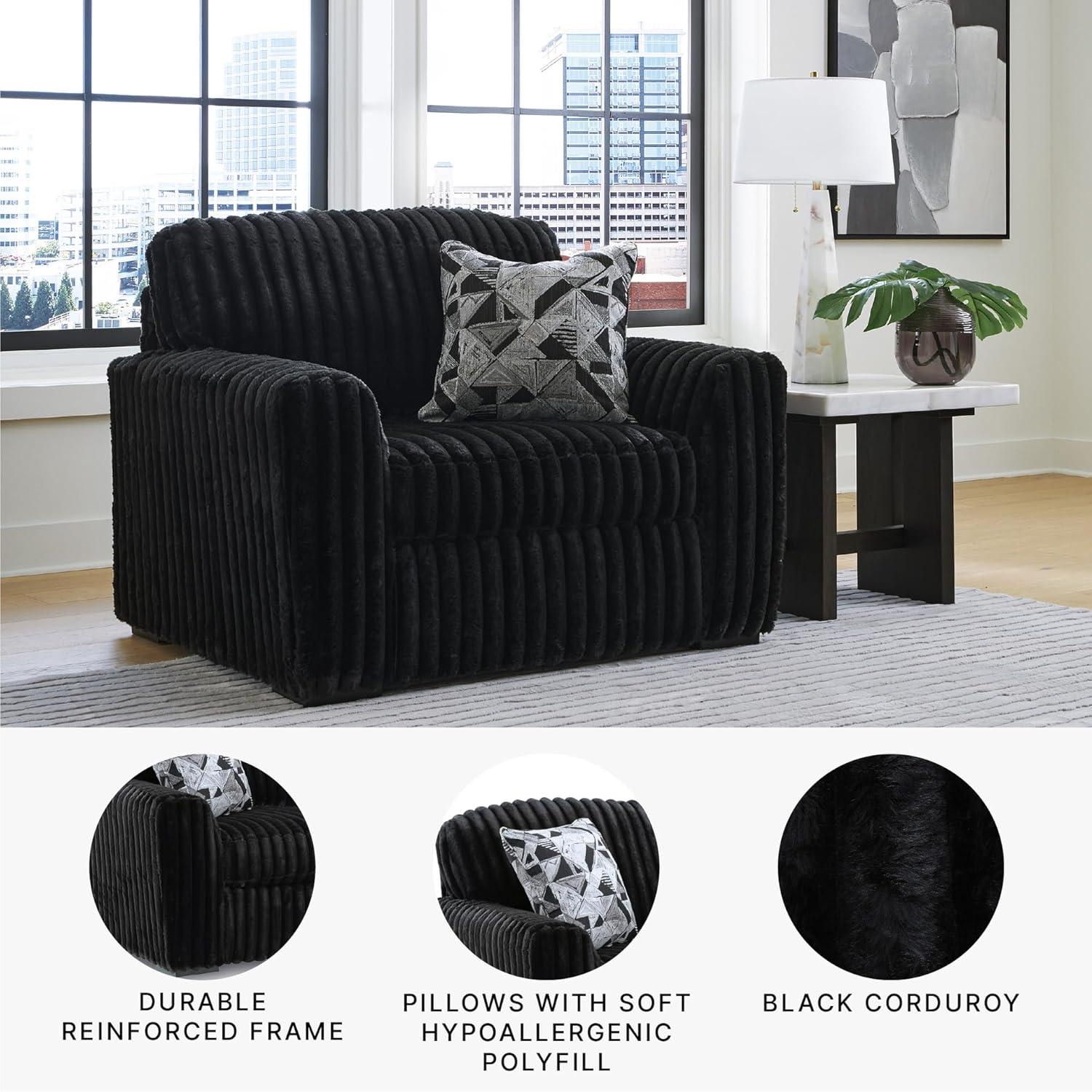 imageSignature Design by Ashley MidnightMadness Contemporary Symmetrical 2Piece Sectional with Reversible Seat Cushion Dark BrownBlack