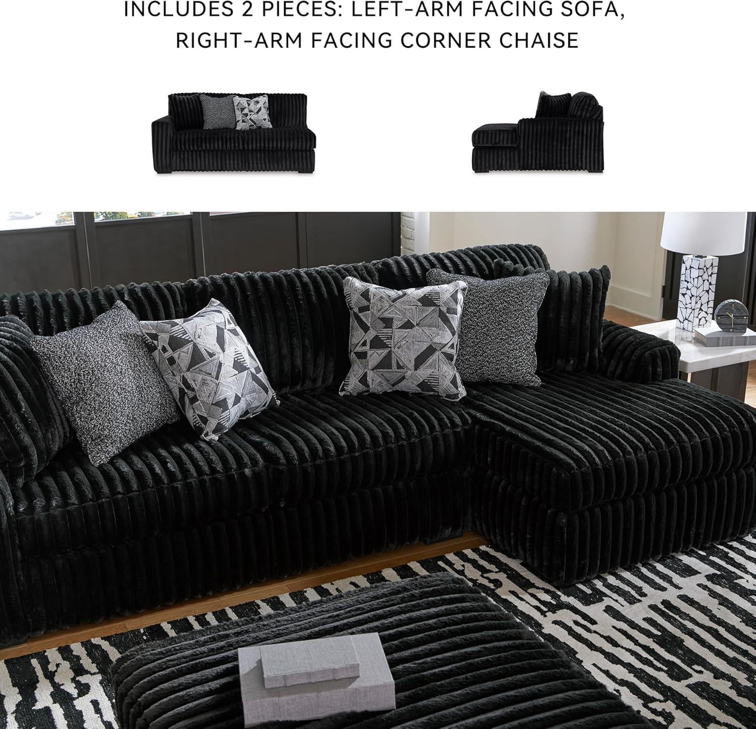 imageSignature Design by Ashley MidnightMadness Contemporary Symmetrical 2Piece Sectional with Reversible Seat Cushion Dark BrownBlack