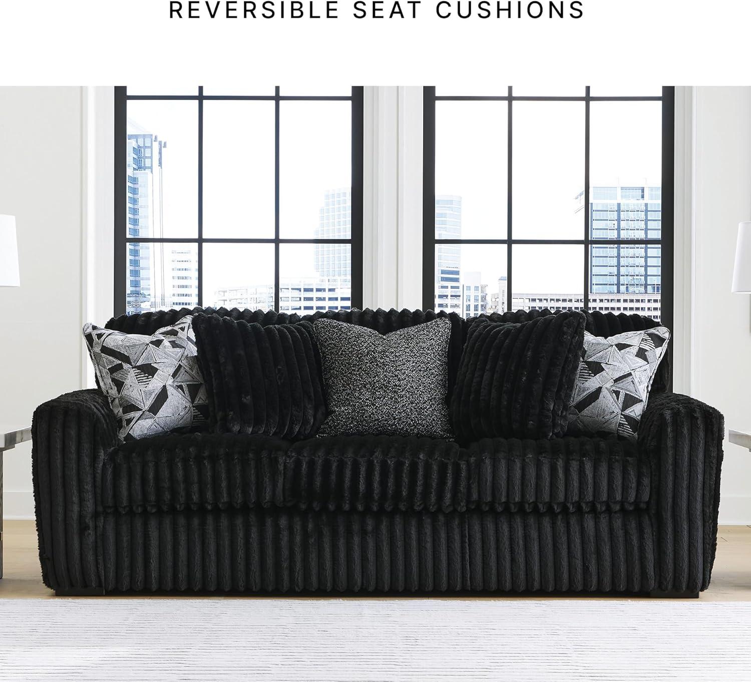 imageSignature Design by Ashley MidnightMadness Contemporary Symmetrical 2Piece Sectional with Reversible Seat Cushion Dark BrownBlack