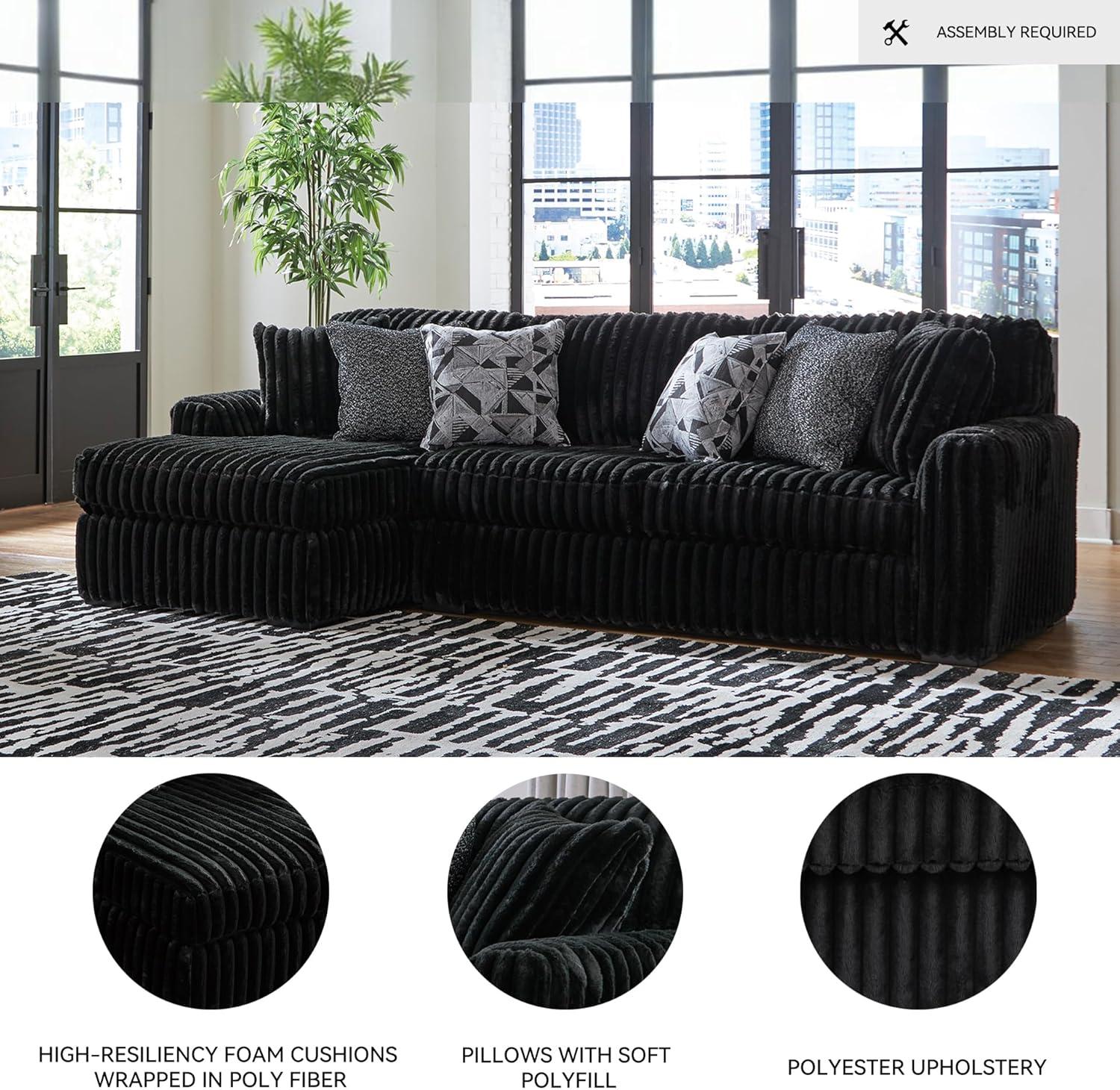 imageSignature Design by Ashley MidnightMadness Contemporary Symmetrical 2Piece Sectional with Reversible Seat Cushion Dark BrownBlack