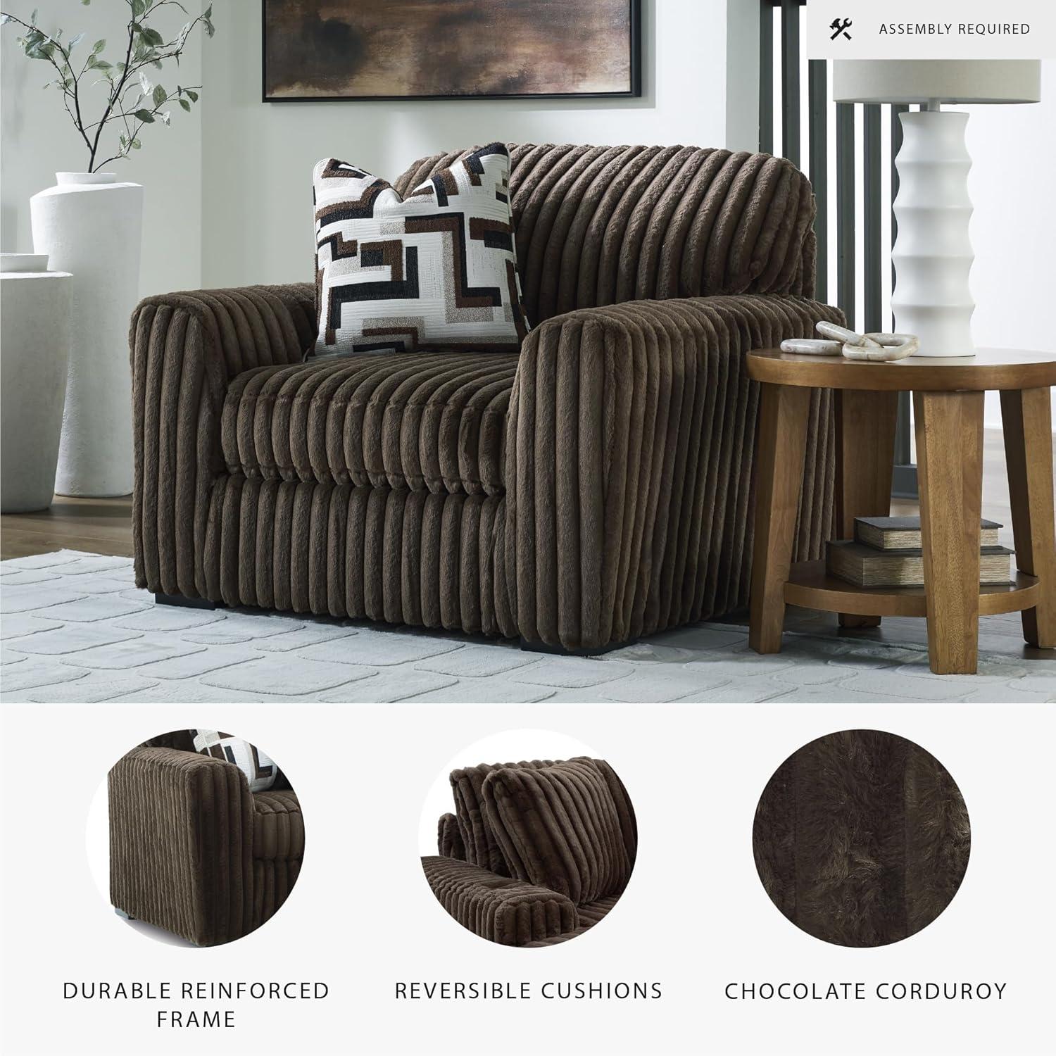 imageSignature Design by Ashley MidnightMadness Contemporary Symmetrical 2Piece Sectional with Reversible Seat Cushion Dark BrownBrown