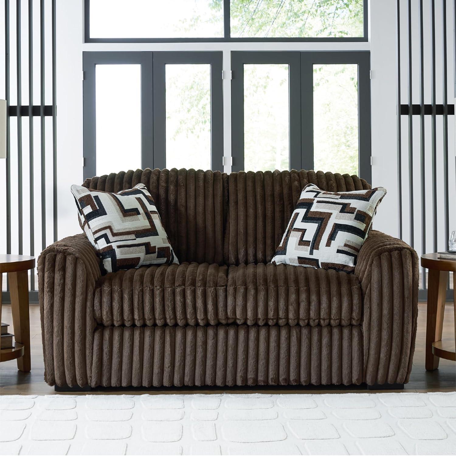 imageSignature Design by Ashley MidnightMadness Contemporary Symmetrical 2Piece Sectional with Reversible Seat Cushion Dark BrownBrown