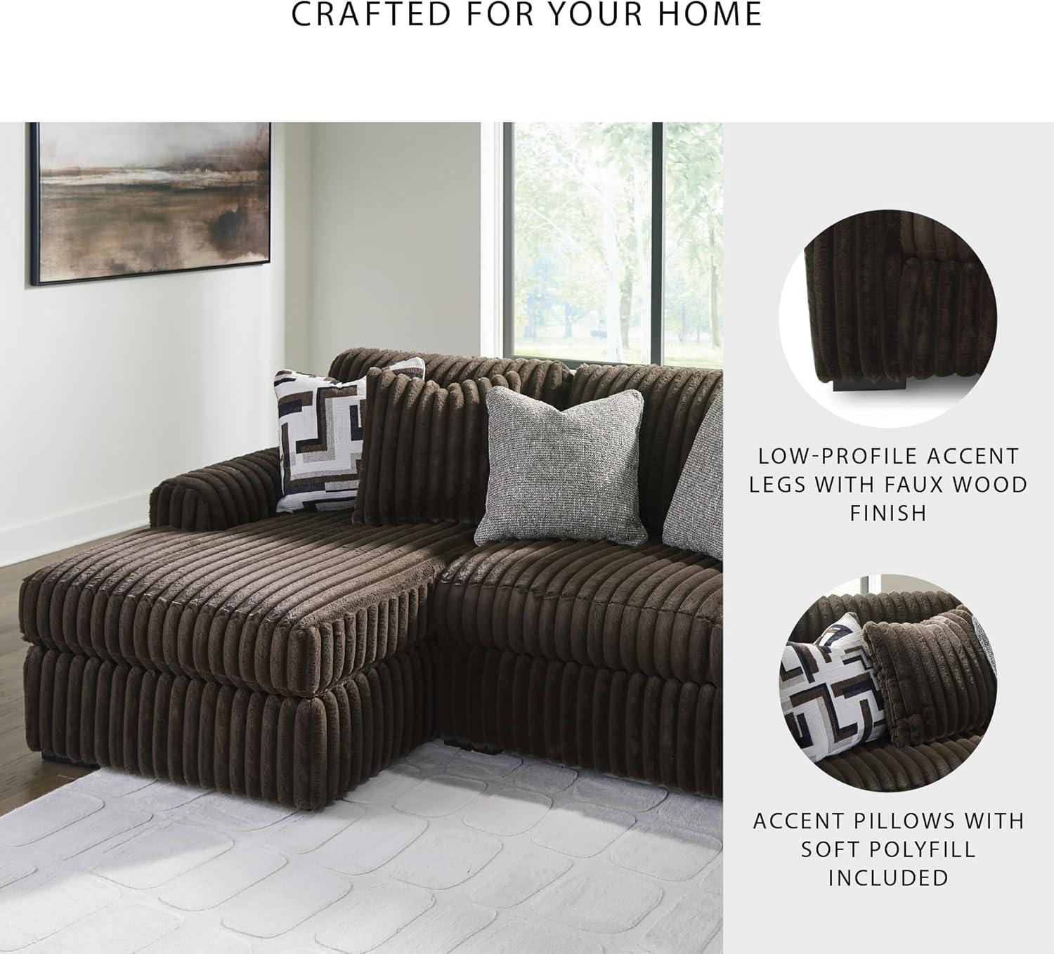 imageSignature Design by Ashley MidnightMadness Contemporary Symmetrical 2Piece Sectional with Reversible Seat Cushion Dark BrownBrown