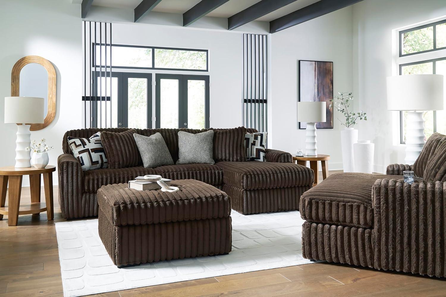 imageSignature Design by Ashley MidnightMadness Contemporary Symmetrical 2Piece Sectional with Reversible Seat Cushion Dark BrownBrown