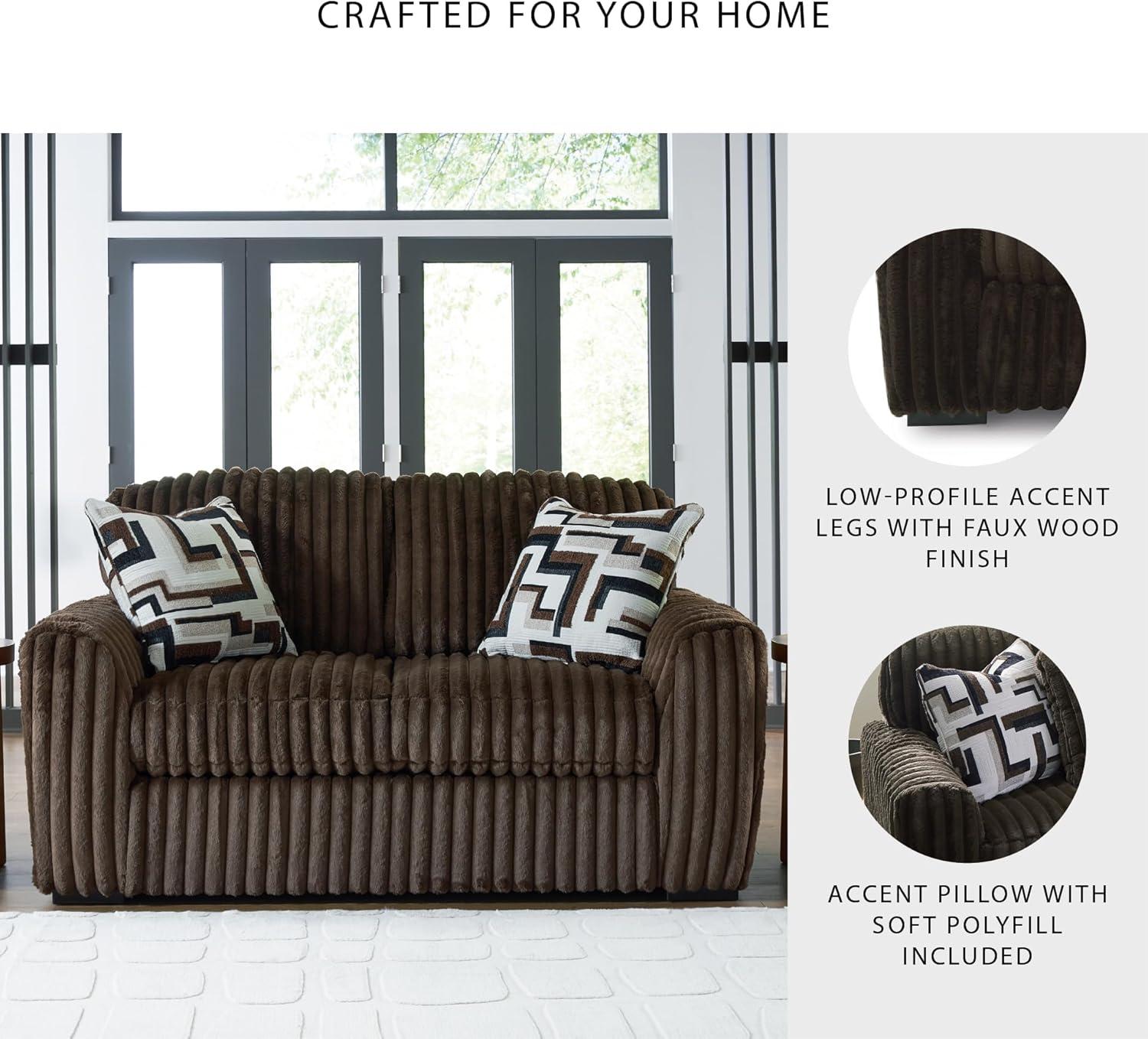 imageSignature Design by Ashley MidnightMadness Contemporary Symmetrical 2Piece Sectional with Reversible Seat Cushion Dark BrownBrown