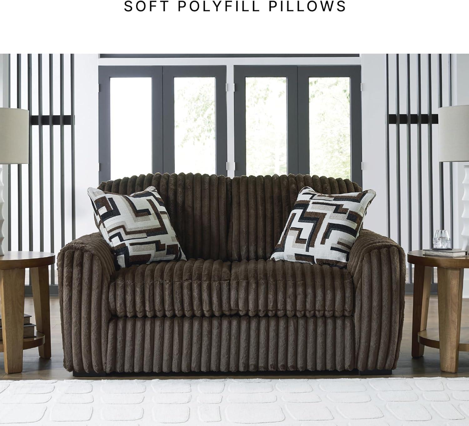 imageSignature Design by Ashley MidnightMadness Contemporary Symmetrical 2Piece Sectional with Reversible Seat Cushion Dark BrownBrown